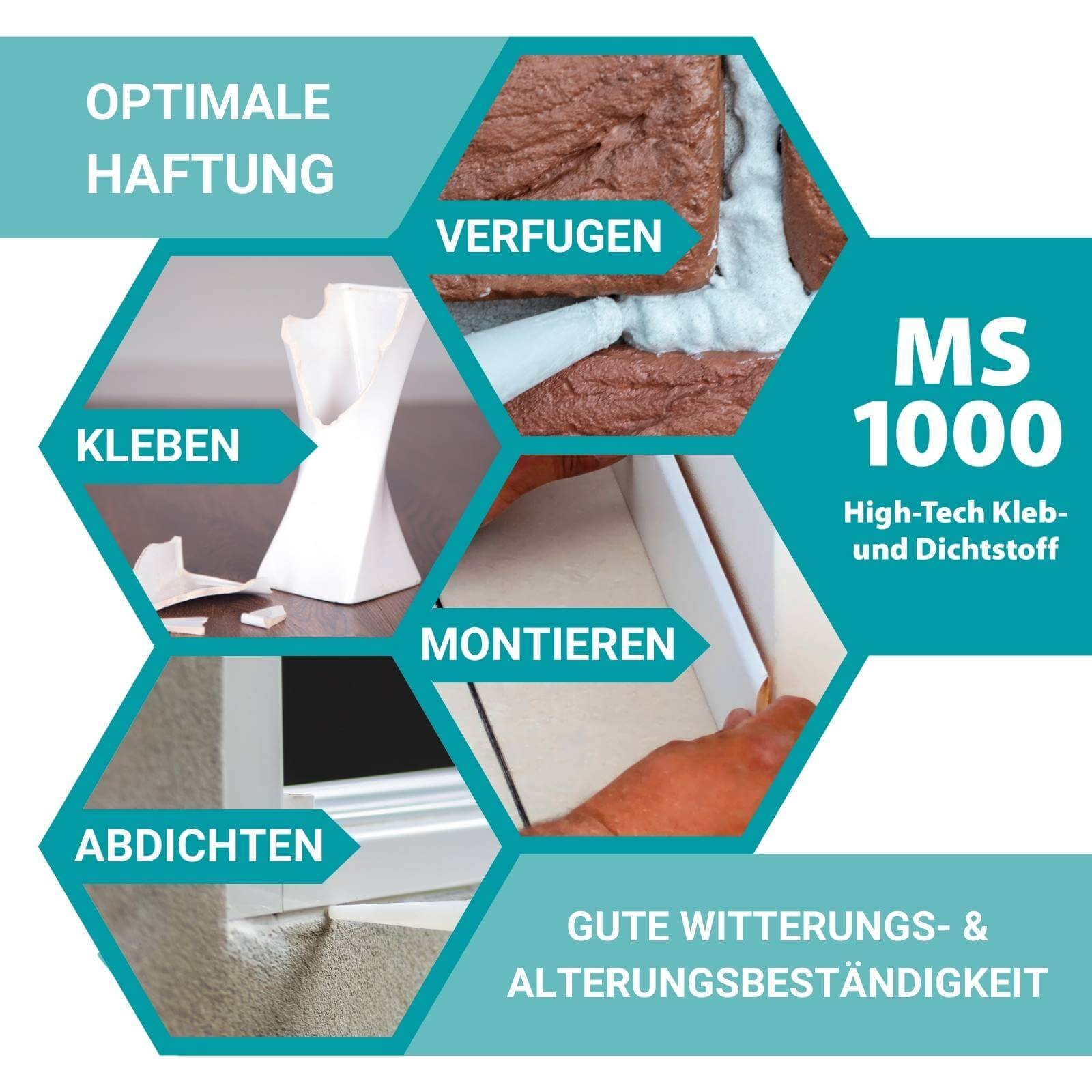 HOTREGA High Tech Klebstoff & Dichtstoff MS 1000 3 Stück - Farbe:klar