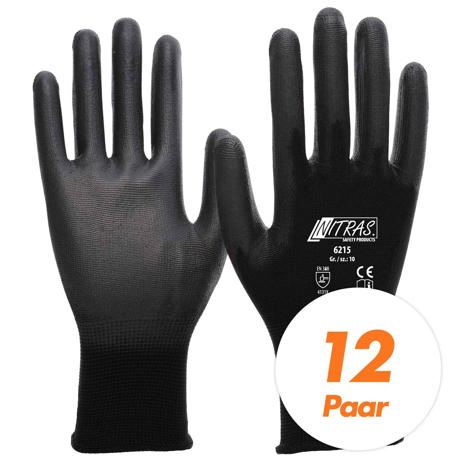 NITRAS Nylon Strickhandschuh 6215 - 12 Paar - Größe:7