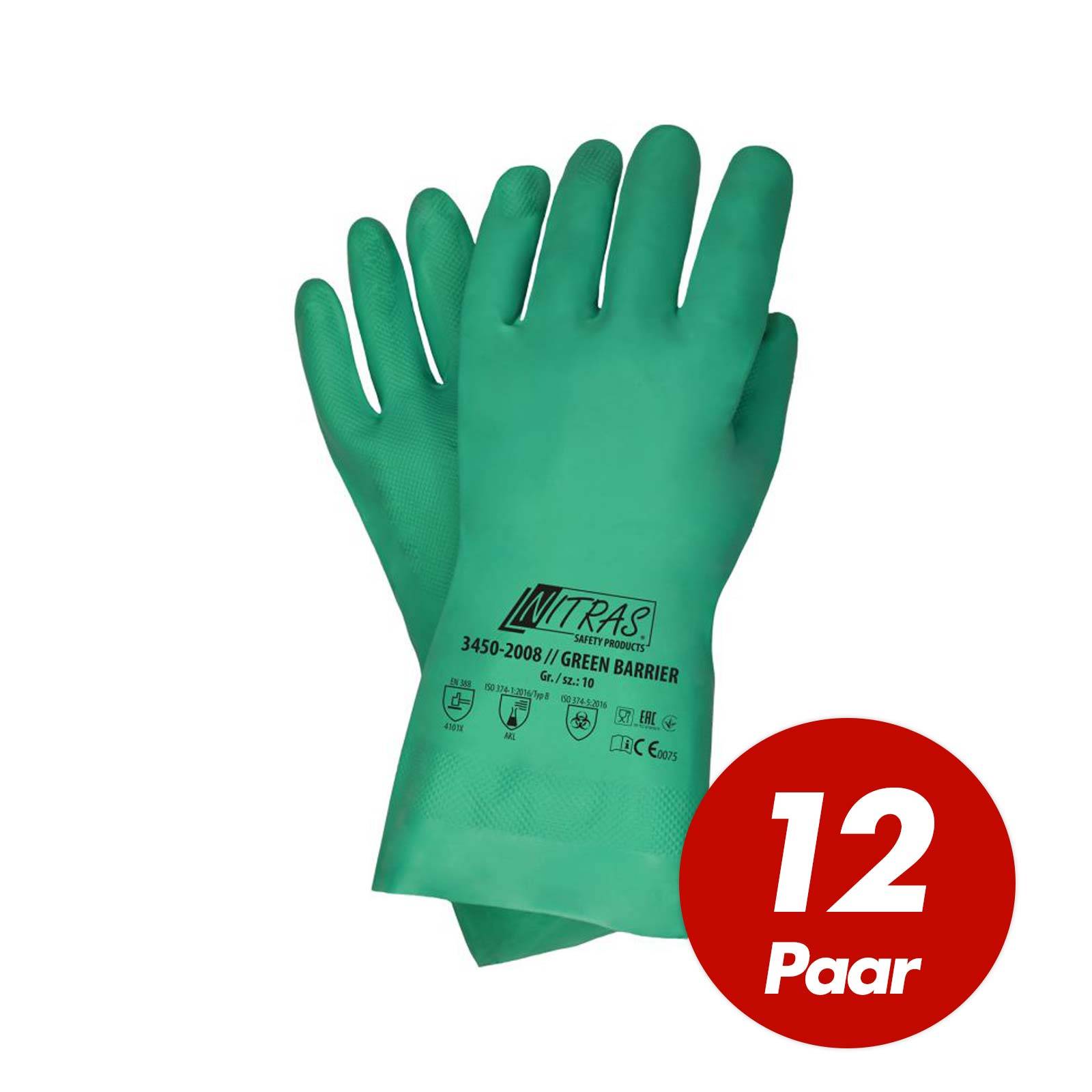 NITRAS Nitrilhandschuhe Green Barrier 3450 - VPE 12 Paar - Größe:10