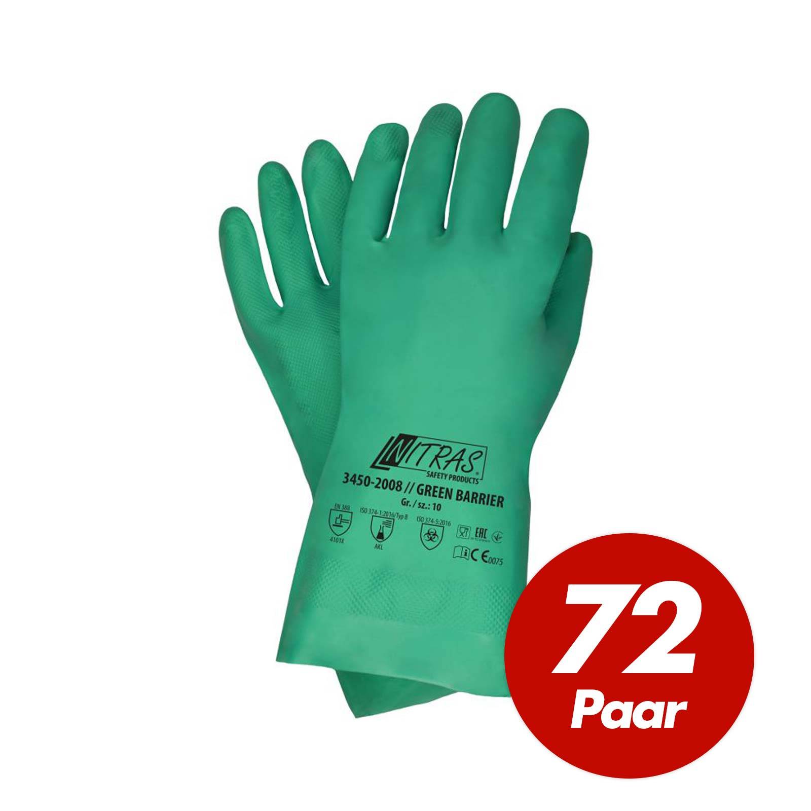 NITRAS Nitrilhandschuhe Green Barrier 3450 - VPE 72 Paar - Größe:10