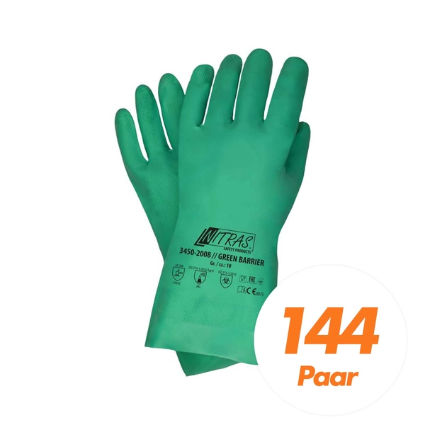 NITRAS Nitrilhandschuhe Green Barrier 3450 - VPE 144 Paar - Größe:8 NITRAS Nitrilhandschuhe Green Barrier 3450 - VPE 144 Paar - Größe:8