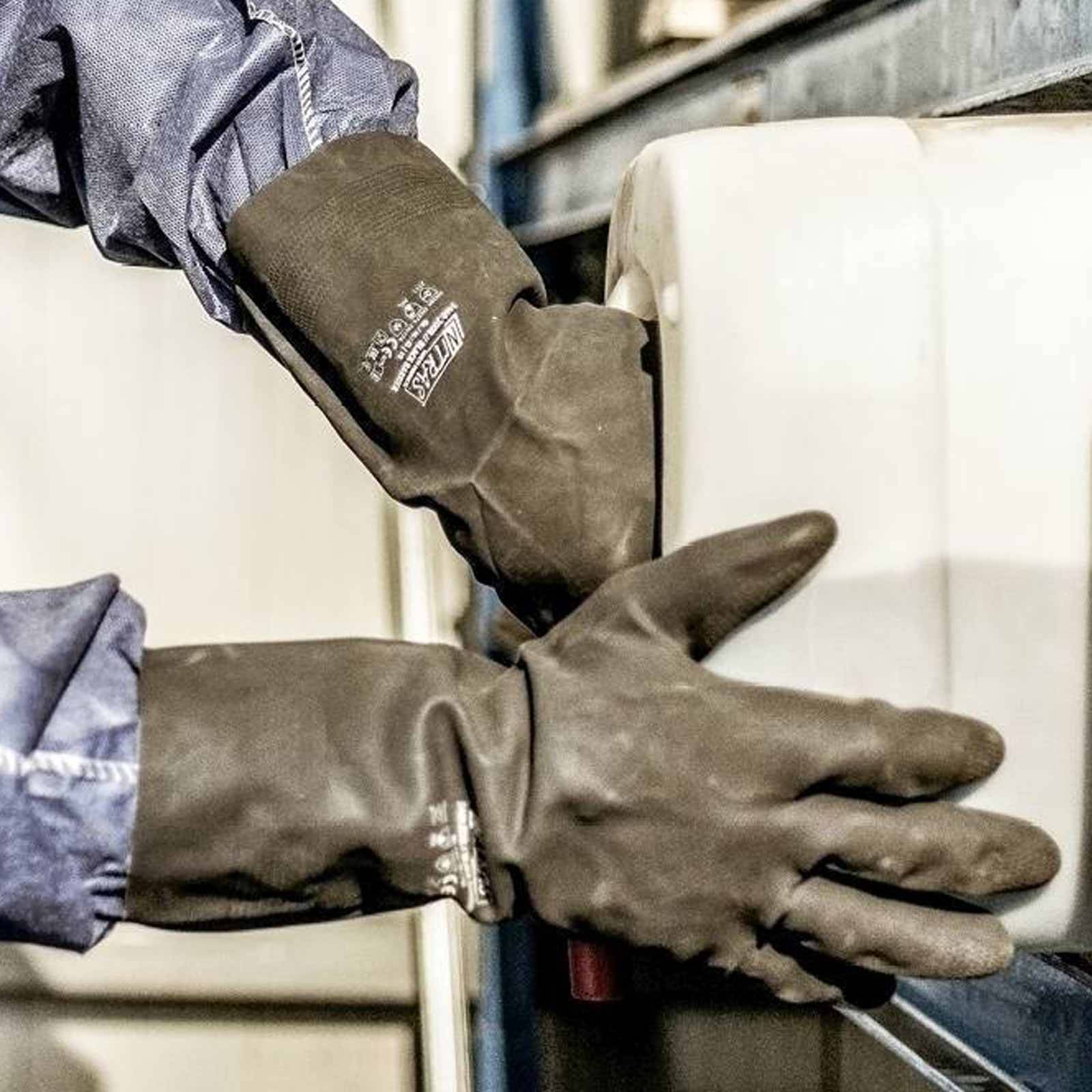 NITRAS Chemikalienschutzhandschuhe Chloroprene 3460 Black Barrier - 12 Paar - Größe:8