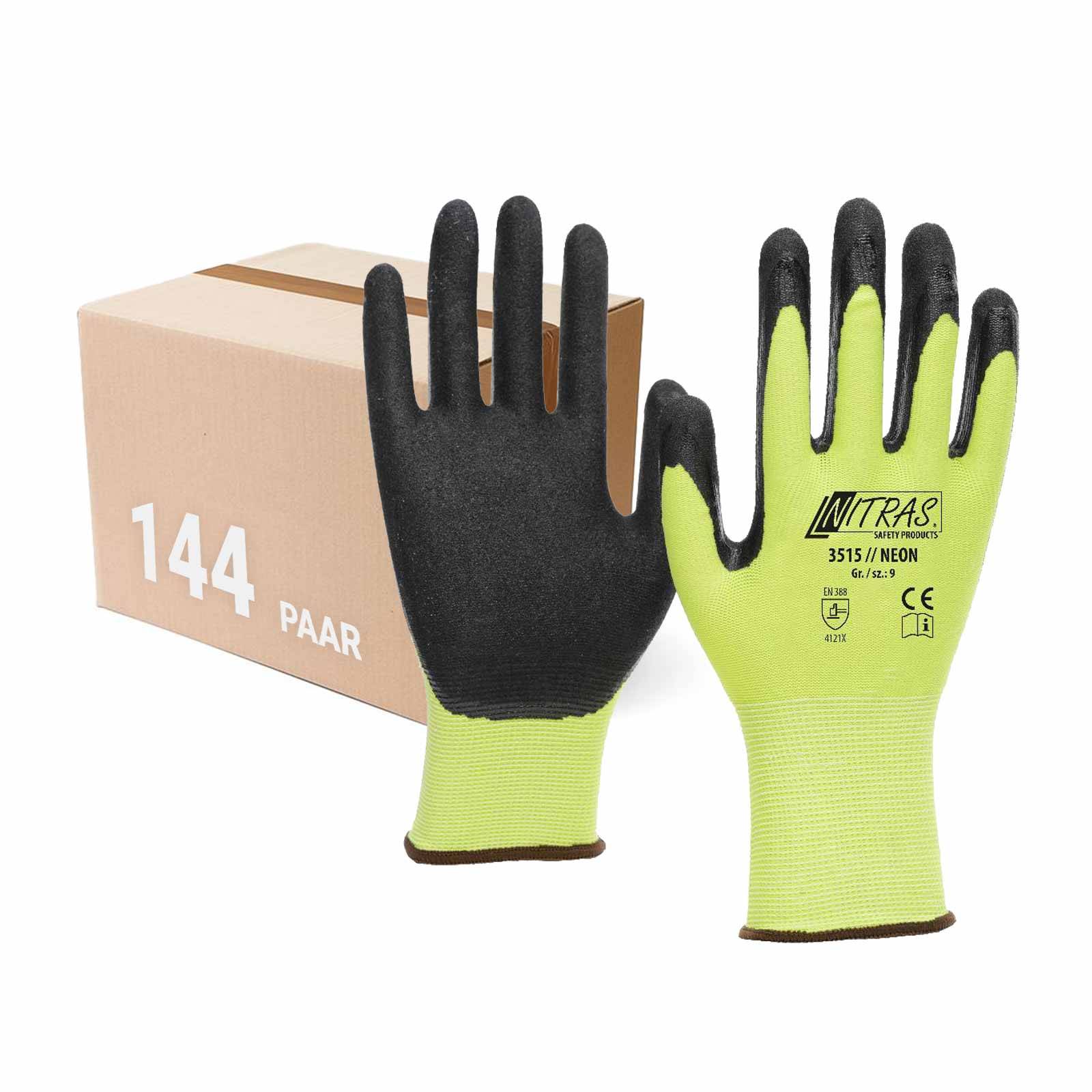 NITRAS Neon Strickhandschuh 3515 - VPE 144 Paar - Größe:10