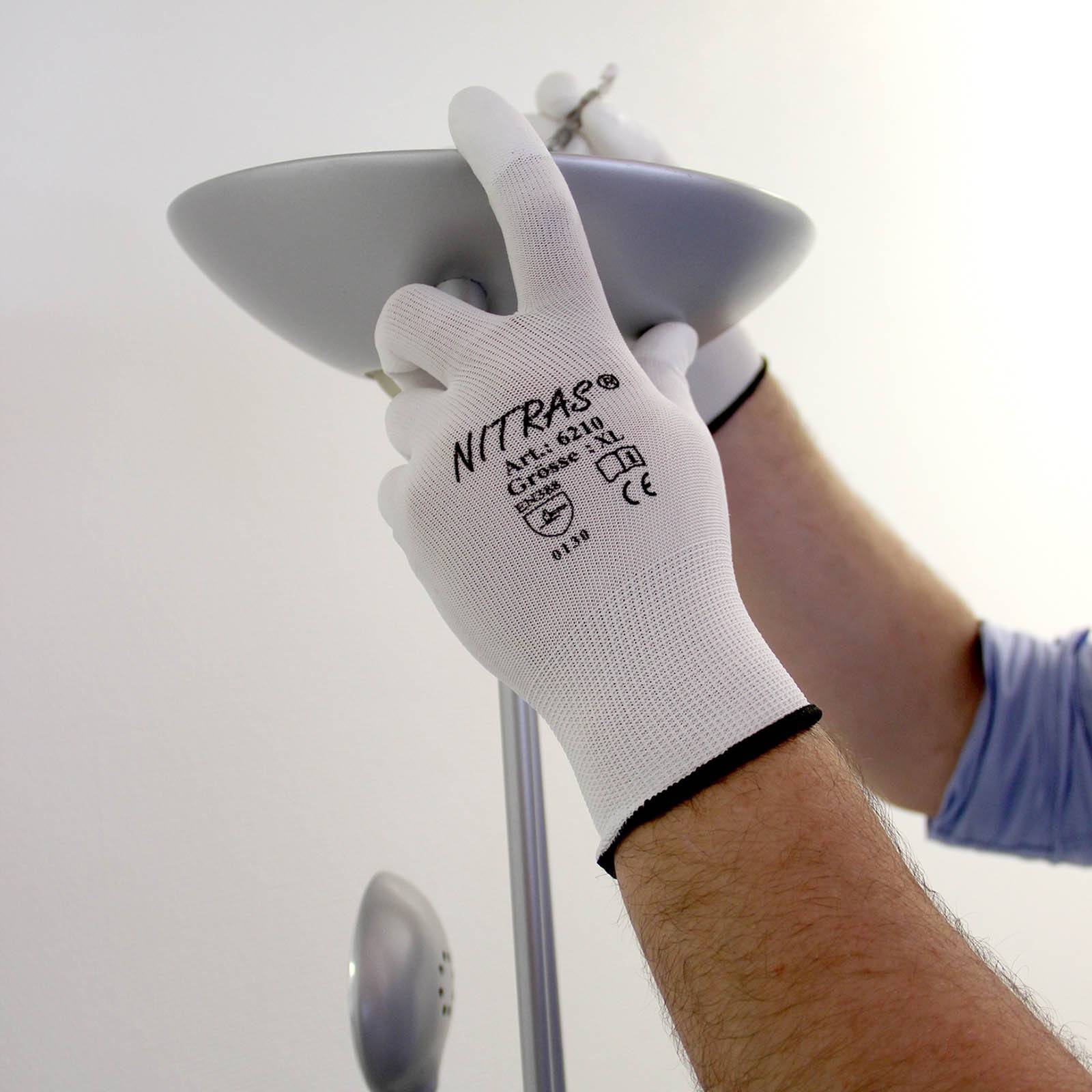 NITRAS Nylon-Handschuhe 6210 PU-Fingerkuppenbeschichtung - 12 Paar - Größe:10