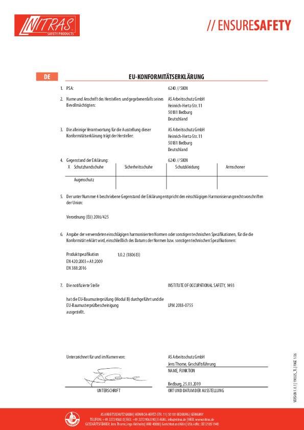 Handschuhe Skin Gr.9 blau/schwarz EN 388 PSA II NITRAS