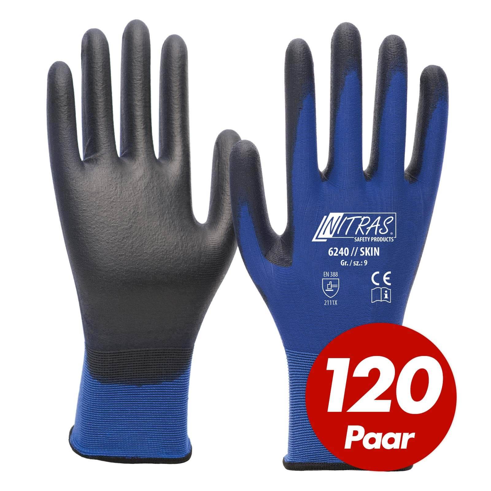 NITRAS Skin Nylon-Strickhandschuh 6240 - 120 Paar - Größe:10