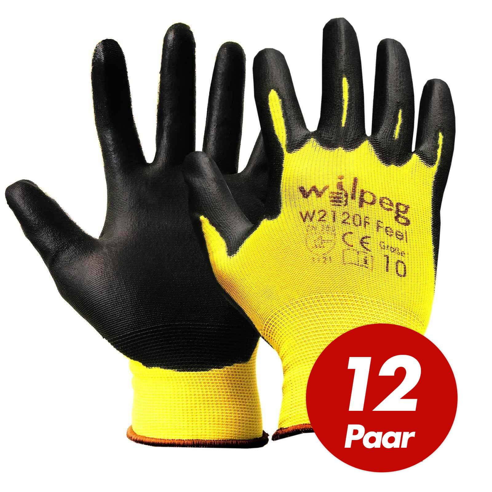 Wilpeg Nylon-Strickhandschuhe PU Feel W2120F VPE 12 Paar - Größe:12