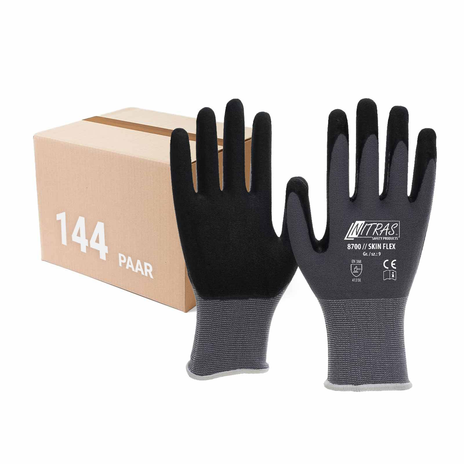 NITRAS Skin-Flex Strickhandschuh 8700 - 144 Paar - Größe:9