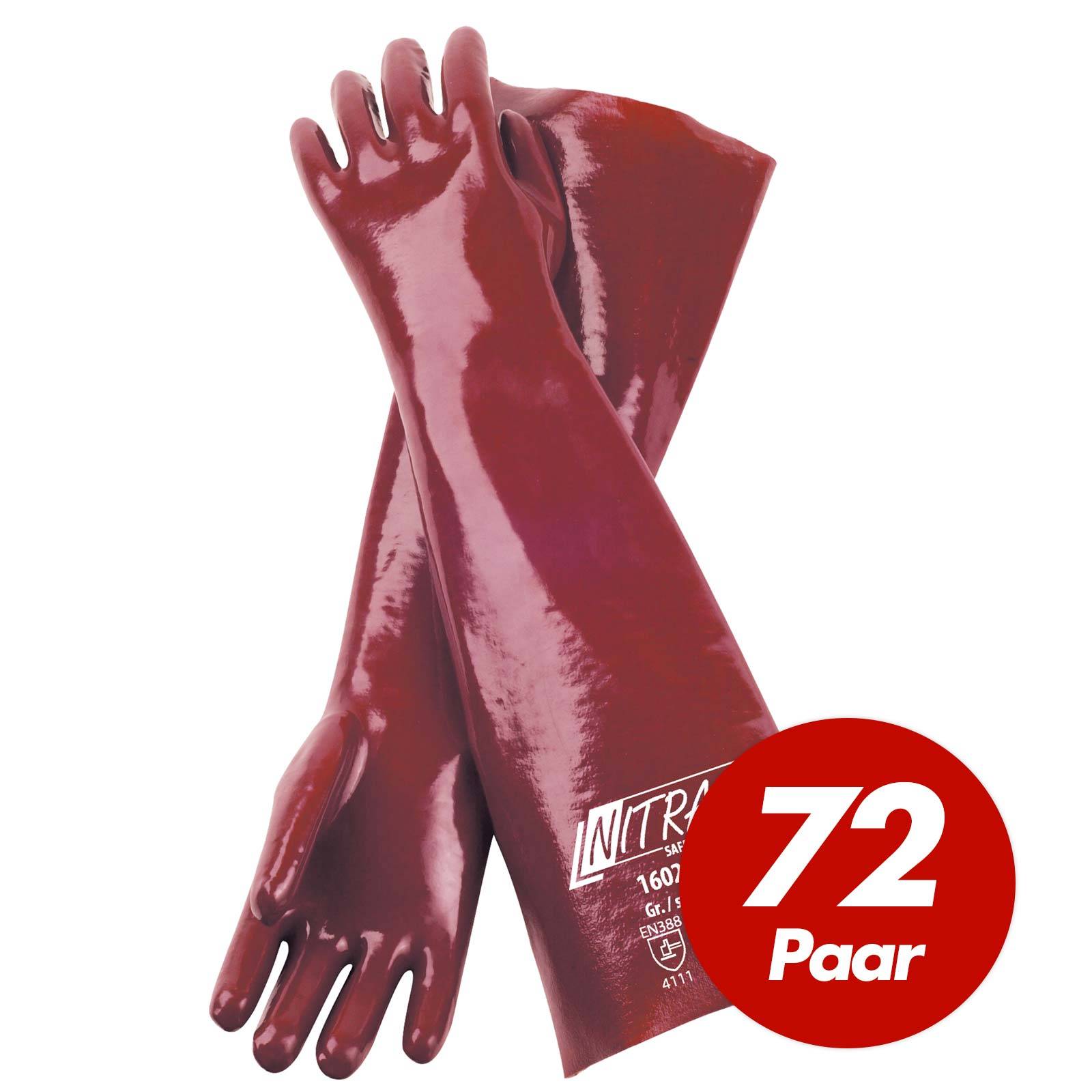 NITRAS PVC-Handschuhe 160245, vollbeschichtet 45 cm - 72 Paar - Größe:10