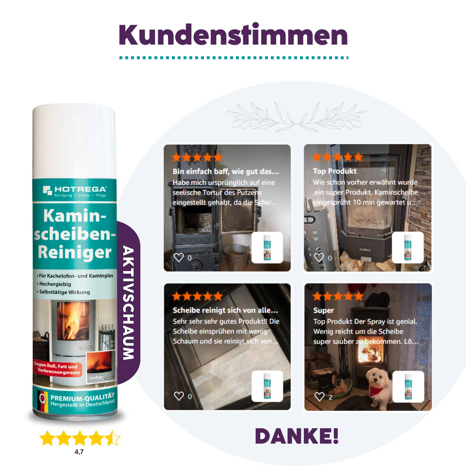 HOTREGA Kaminscheiben Reiniger Sets - Menge:3