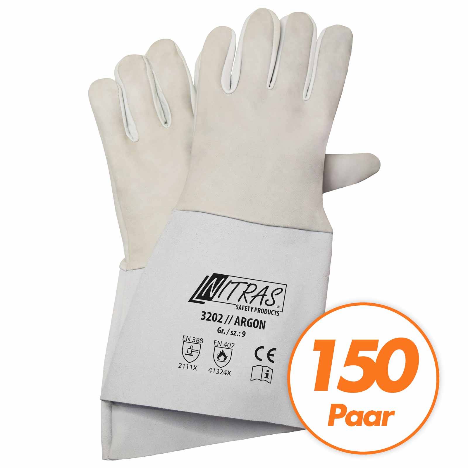 NITRAS Schweisserhandschuhe Argon 3200/3201/3202 - 150 Paar - Größe:10