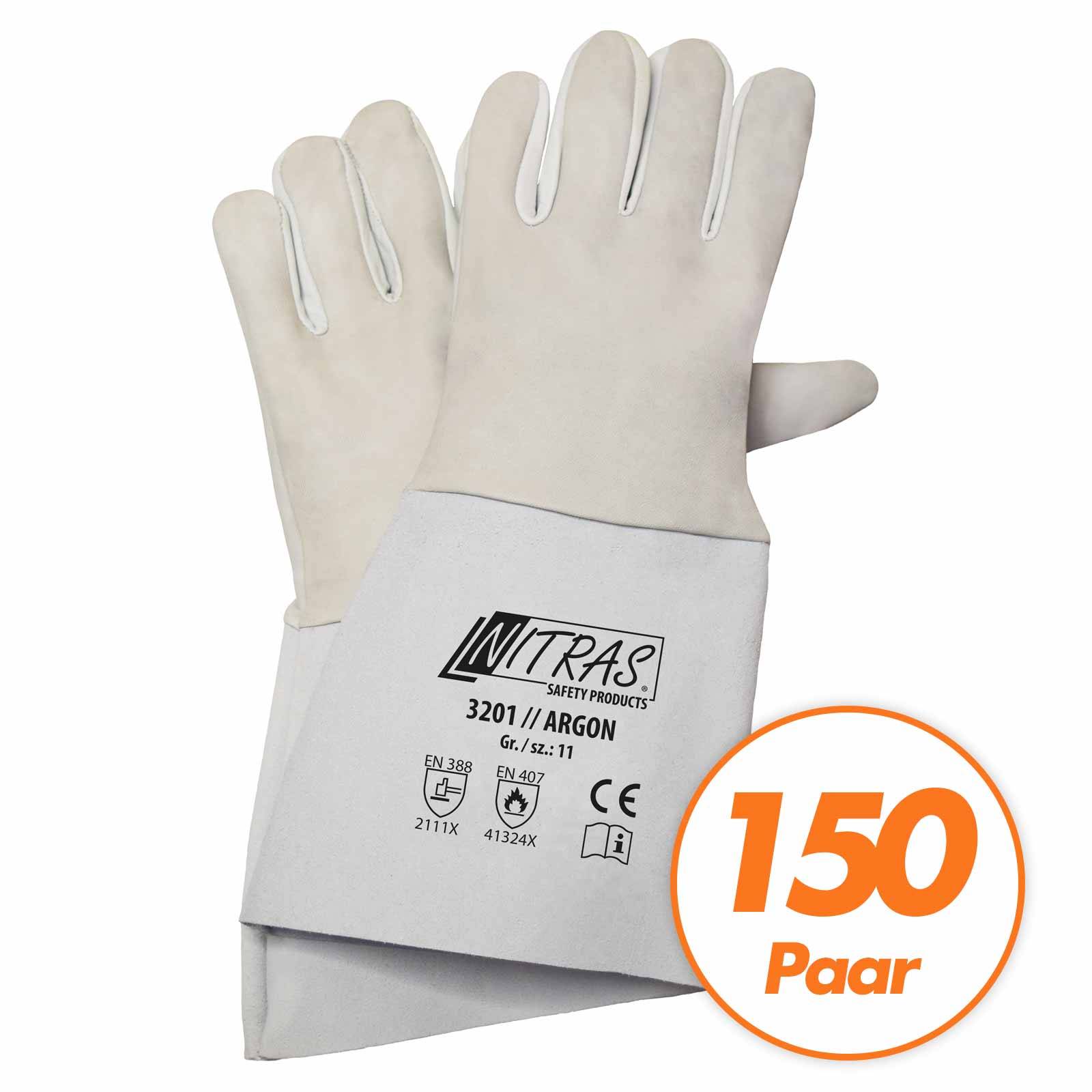 NITRAS Schweisserhandschuhe Argon 3200/3201/3202 - 150 Paar - Größe:10