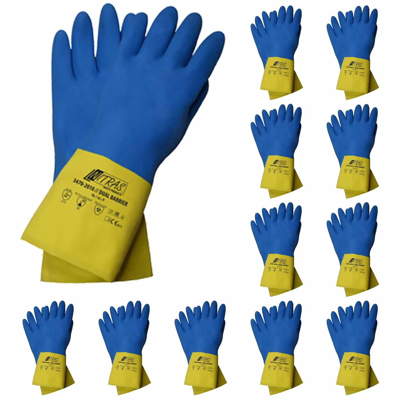 NITRAS Dual Barrier Chemikalienschutzhandschuhe 3470 - 12 Paar - Größe:9