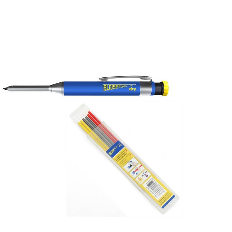 Bleispitz Tieflochmarker DRY-Set + 6er Pack Ersatzminen Mischpack