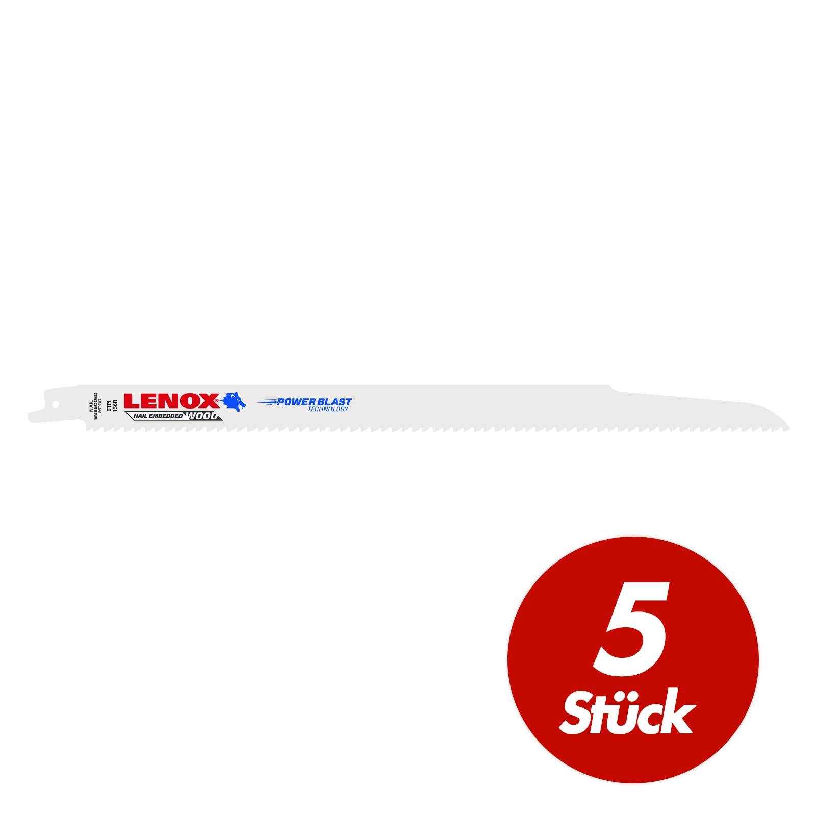 Lenox Säbelsägeblatt BIM Holz - 5 Stück - Größe:305 x 19 x 1.3 mm / 6 ZPZ