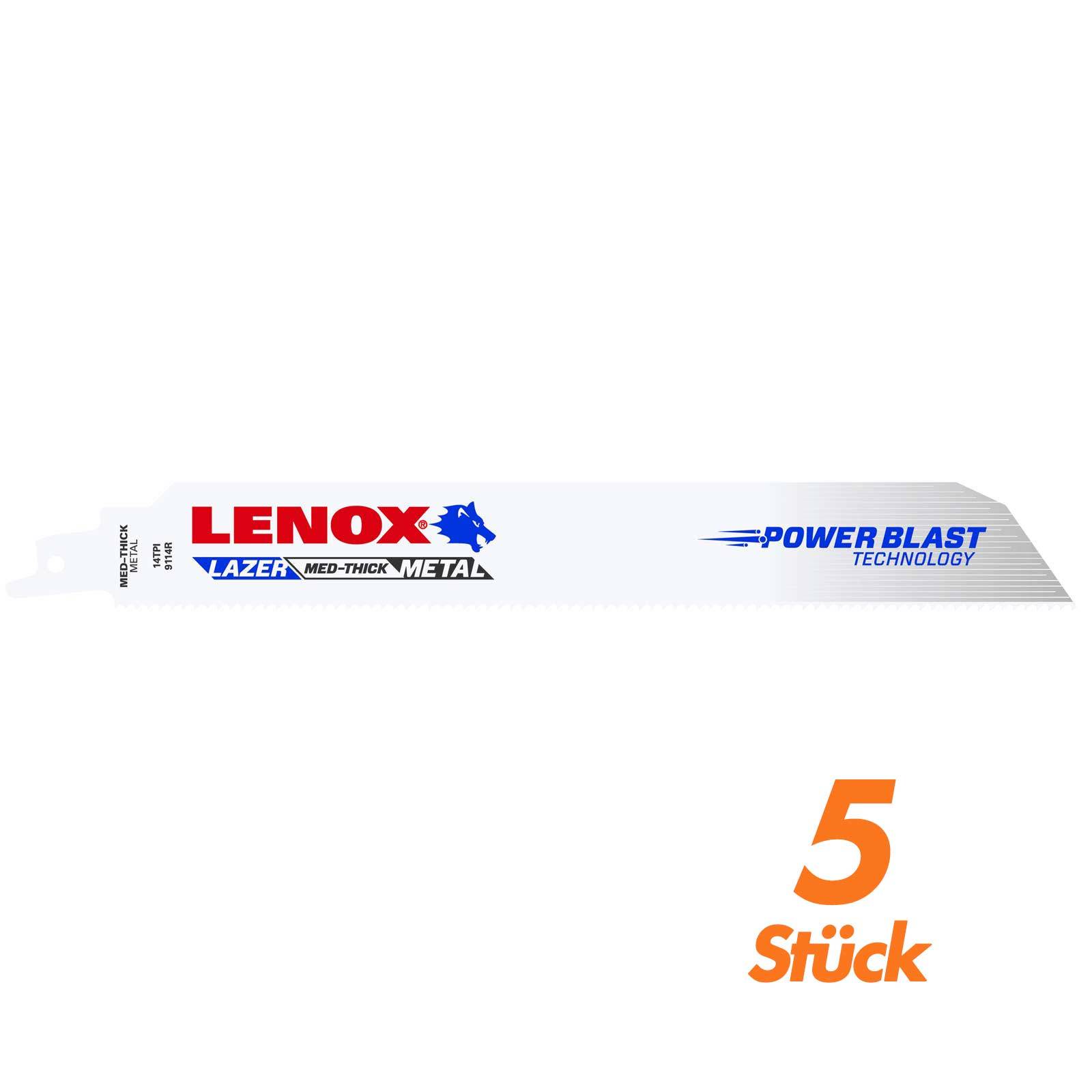 Lenox Säbelsägeblatt Lazer - 5 Stück - Größe:229 x 25 x 0.9 mm / 14 ZPZ