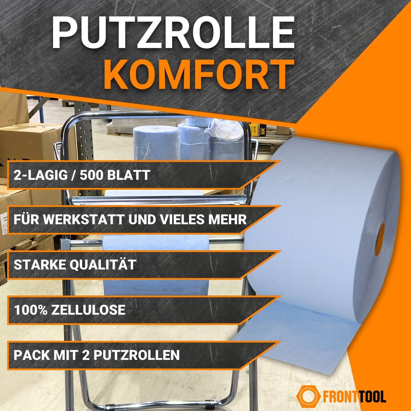 FRONTTOOL Papierrolle Komfort 2-lagig 2x 500 Blatt