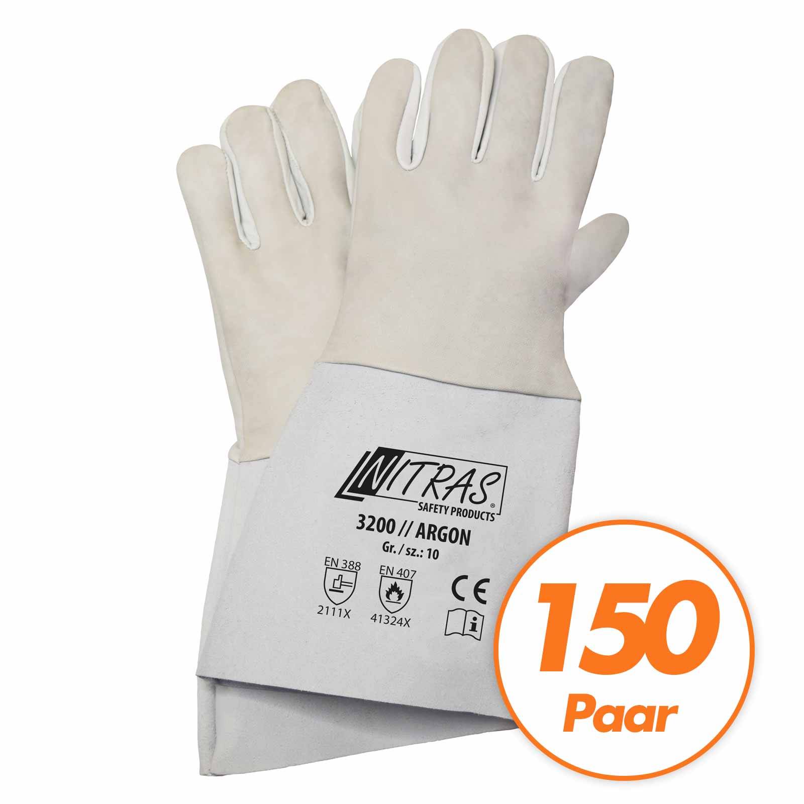 NITRAS Schweisserhandschuhe Argon 3200/3201/3202 - 150 Paar - Größe:9