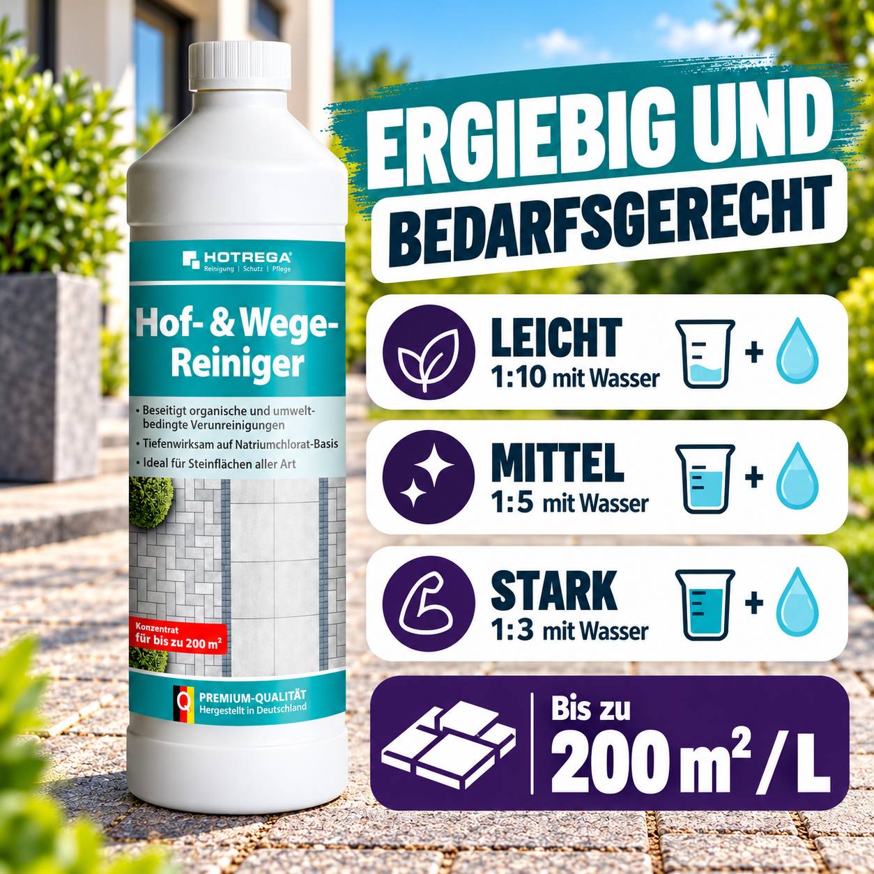 HOTREGA Hof- &amp; Wege Reiniger Konzentrat 1 L
