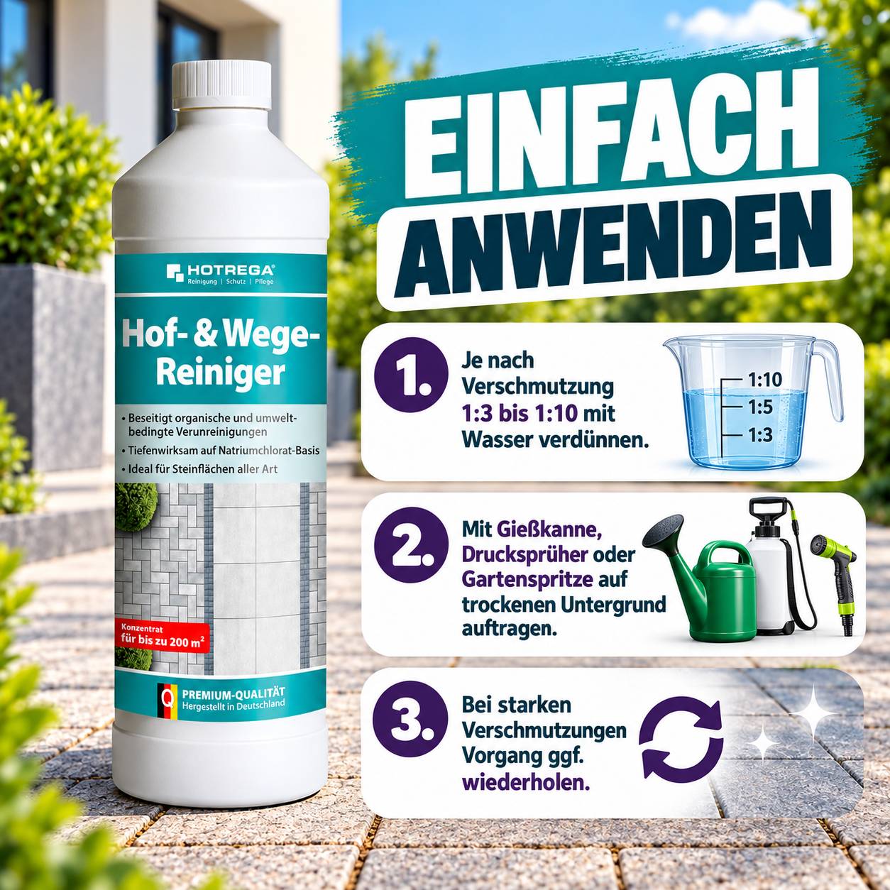 HOTREGA Hof- &amp; Wege Reiniger Konzentrat 1 L