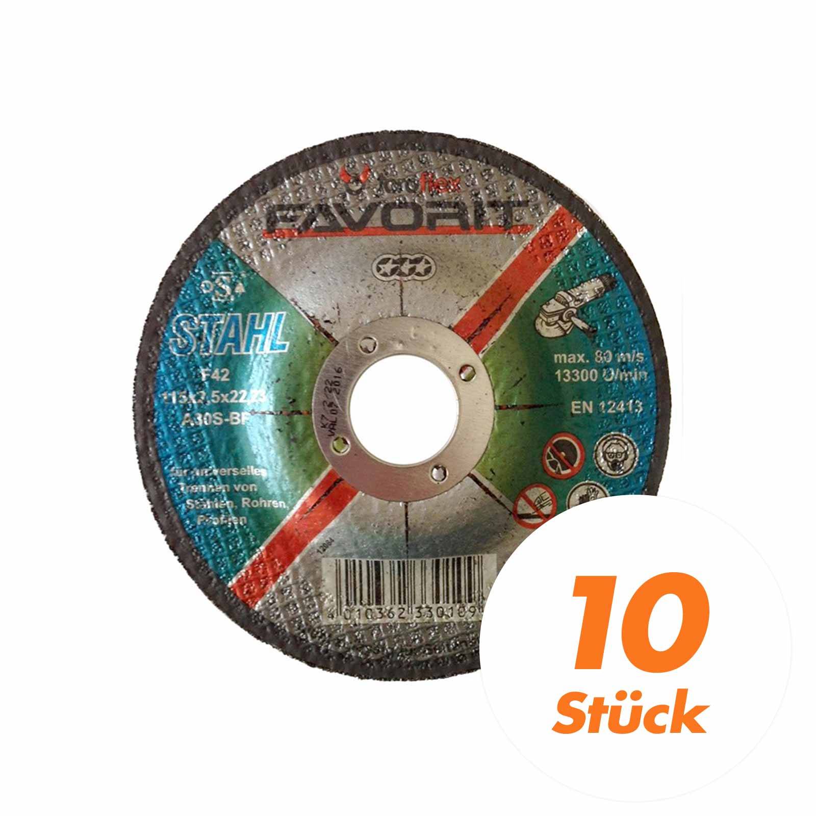 Toroflex Favorit Trennscheibe Universal Stahl 10 Stück - Größe:115 x 2.5 x 22.23 mm