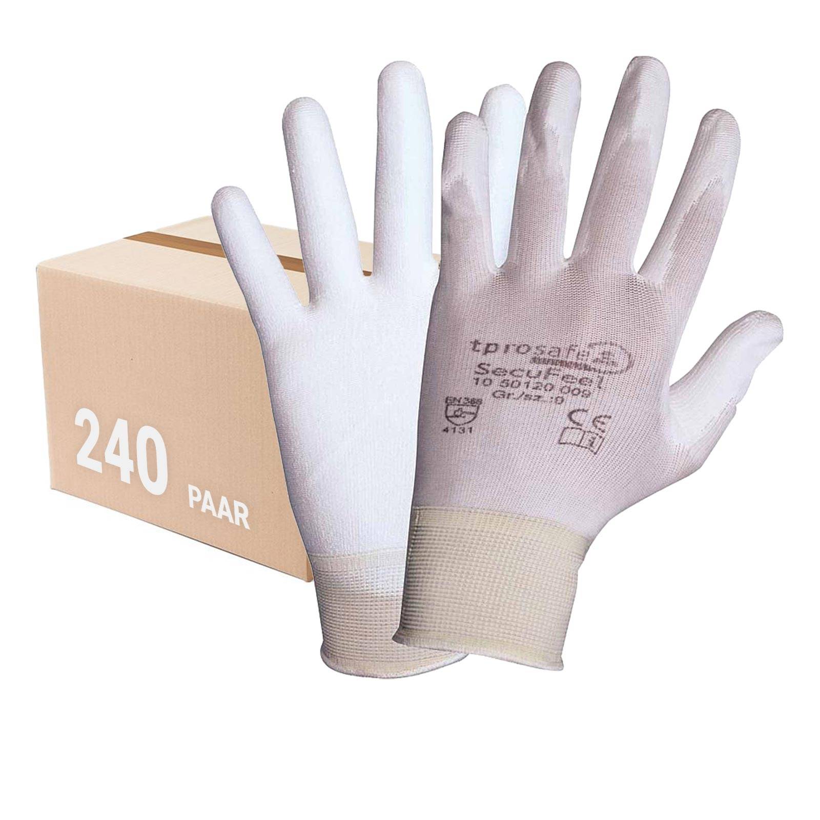 tprosafe SecuFeel white PU-Arbeitshandschuhe 240 Paar - Größe:11