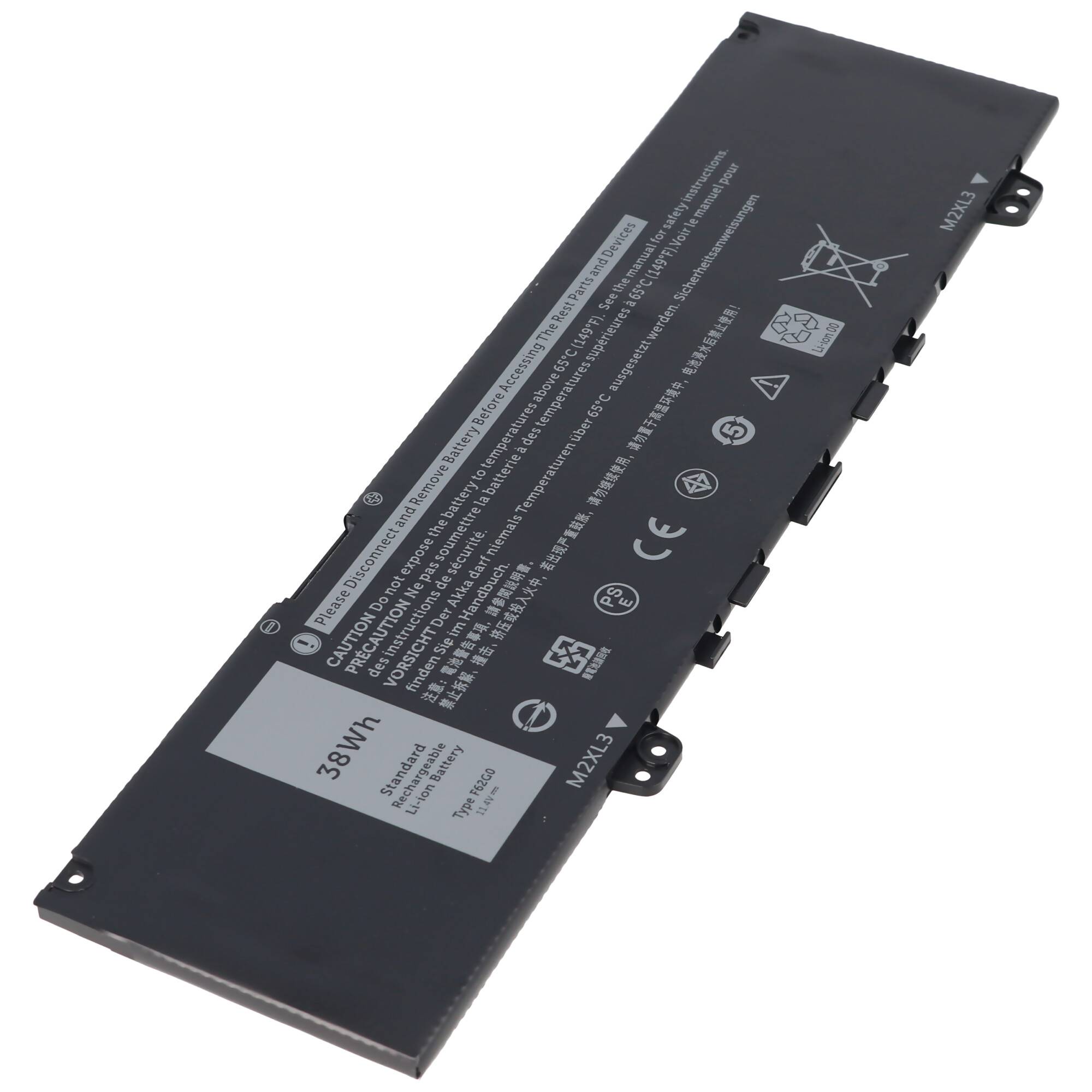 Akku passend für Dell Inspiron 13 7000, 7373, Li-Ion, 11,4V, 3333mAh, 38,0Wh, built in, ohne Werkzeug