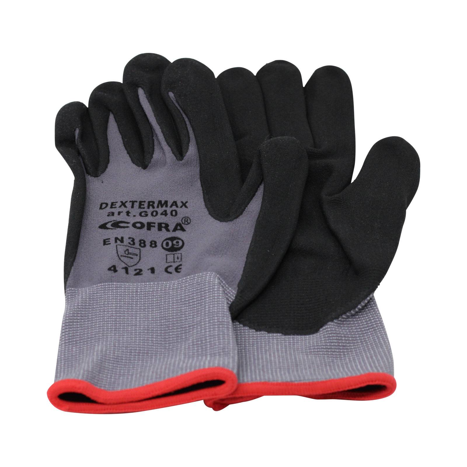 Cofra Dextermax Kommissionierer Handschuhe grau/schwarz, Nitril/PU-Beschichtung EN 388:2003 9 L