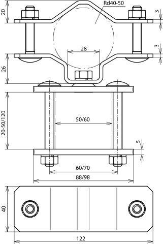 DEHN Geländerbefestigung BS D40.50 4K20.50V2A