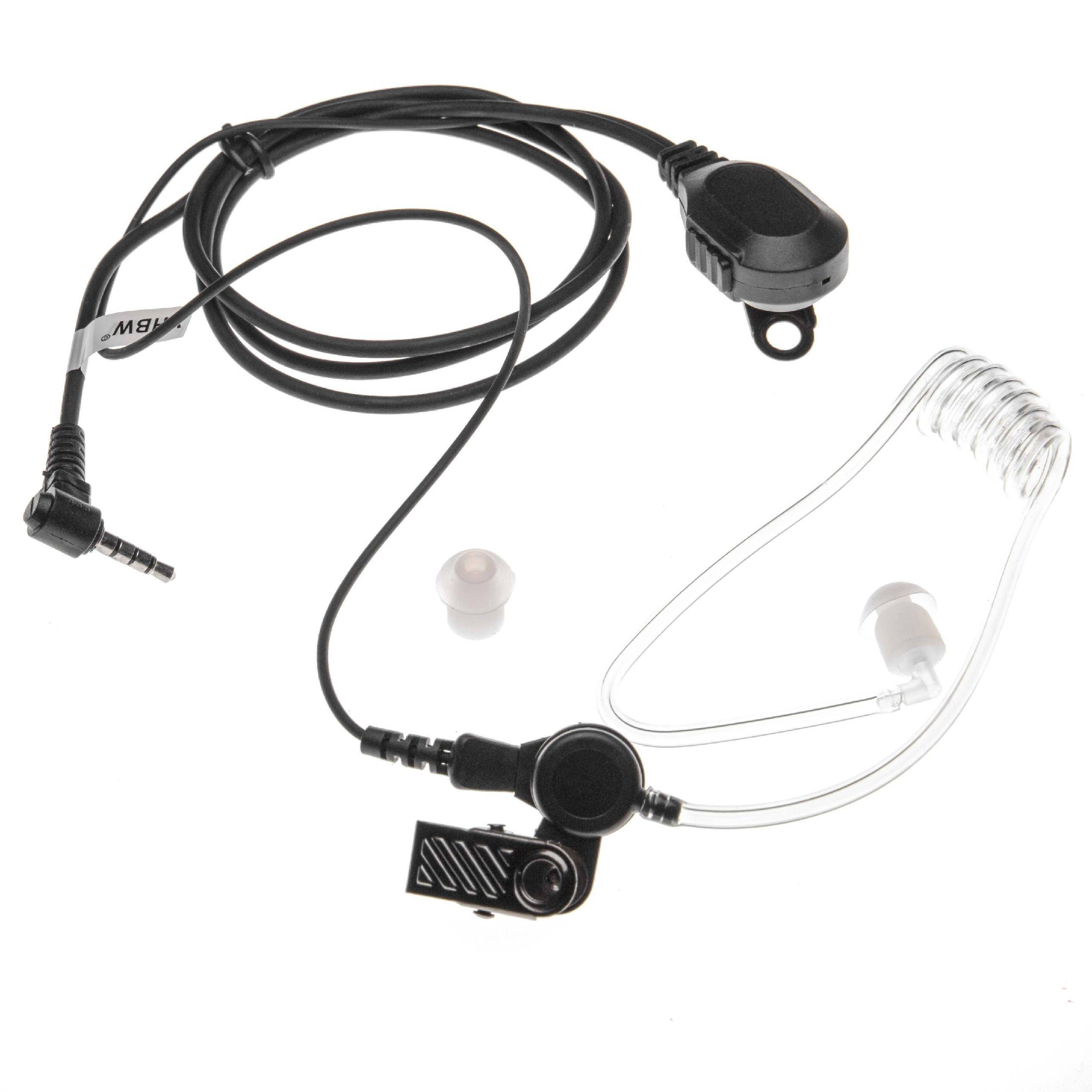 vhbw Headset kompatibel mit Yaesu VX-210A, VX-1R, VX-228, VX-230, VX-231, VX-298, VX-210 Funkgerät mit Push-to-Talk Mikrofon - transparent, schwarz