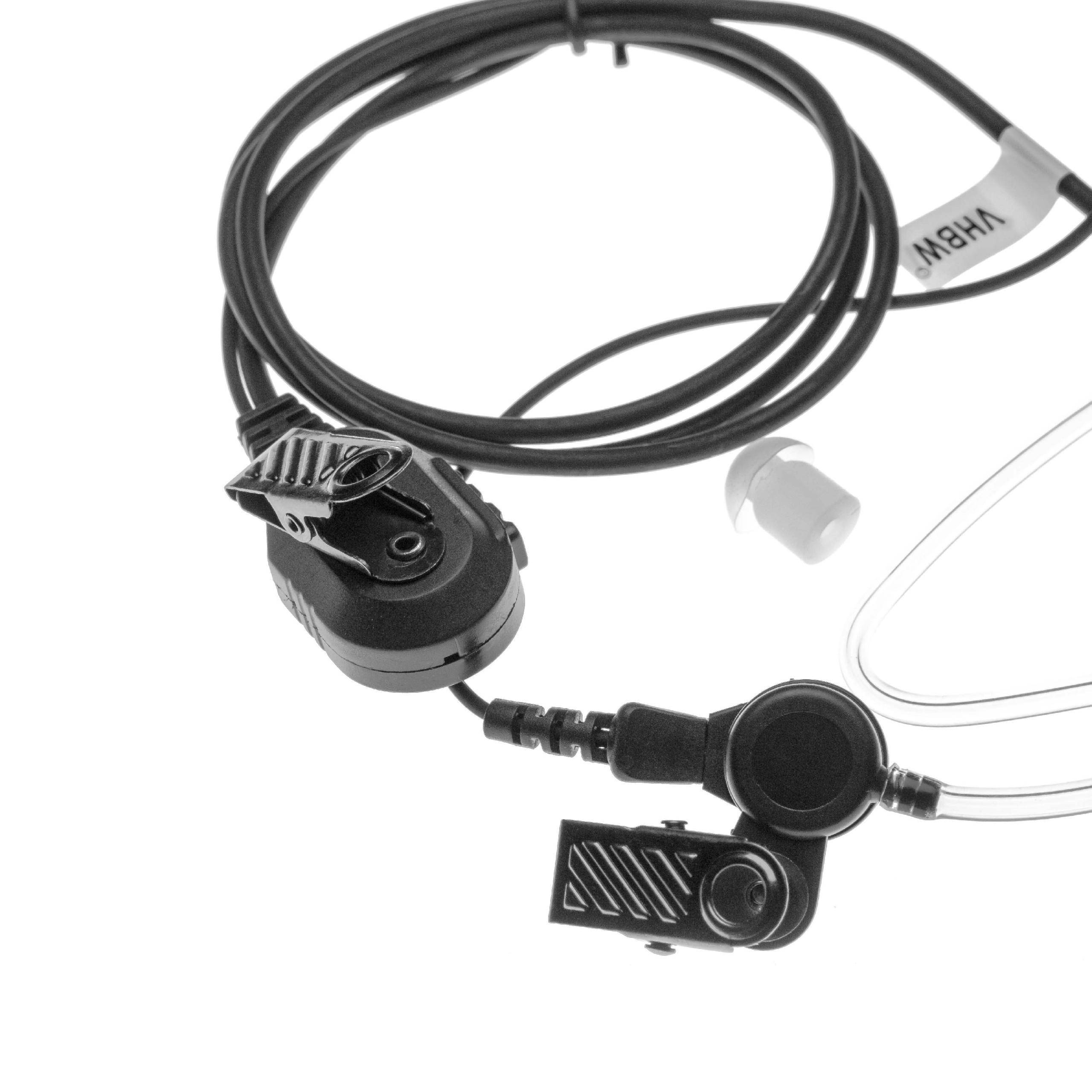 vhbw Headset kompatibel mit Yaesu FT-60R | Funkgerät mit Push-to-Talk Mikrofon - transparent, schwarz, Transparenter Akustikschlauch