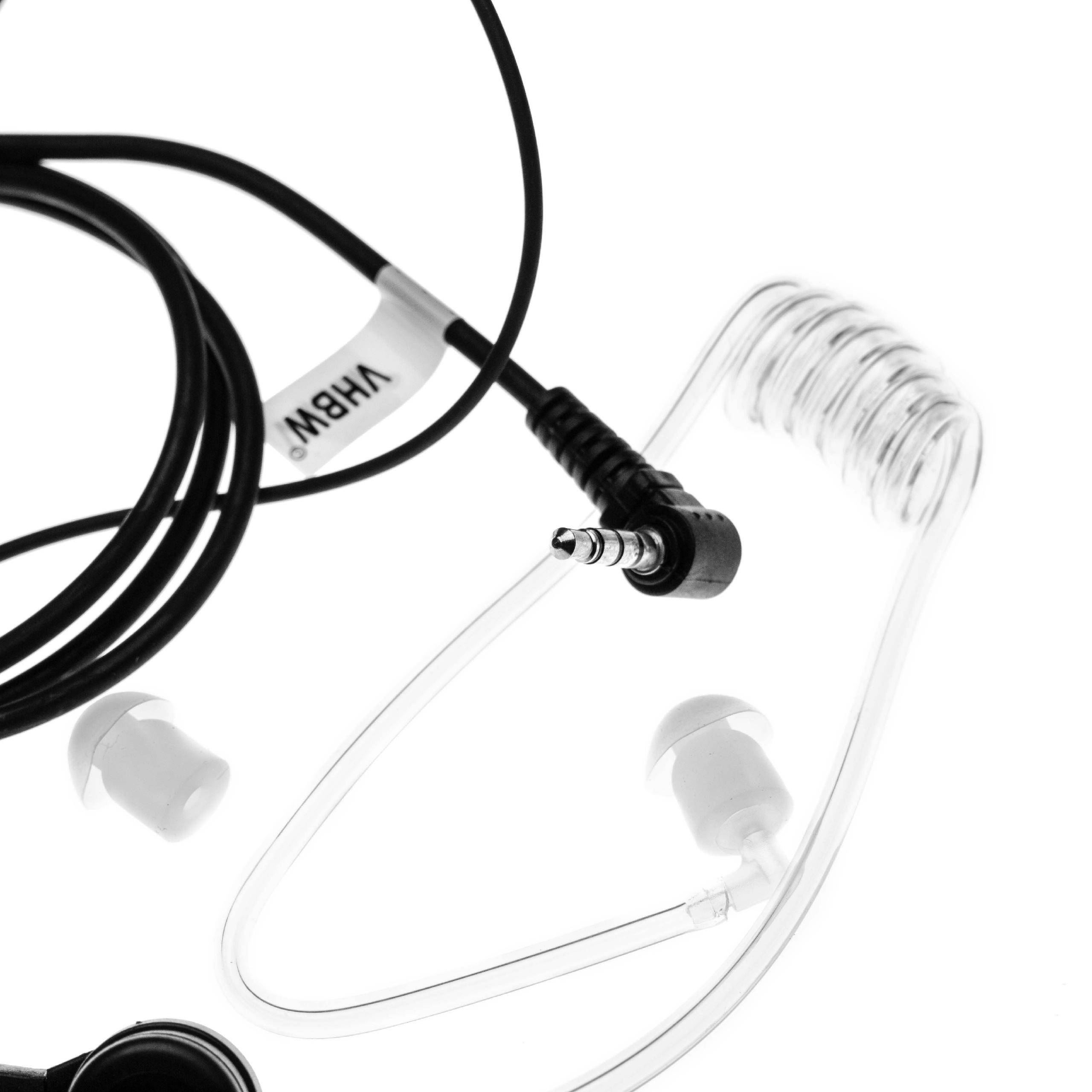 vhbw Headset kompatibel mit Yaesu VX-131 Funkgerät mit Push-to-Talk Mikrofon - transparent, schwarz, Transparenter Akustikschlauch