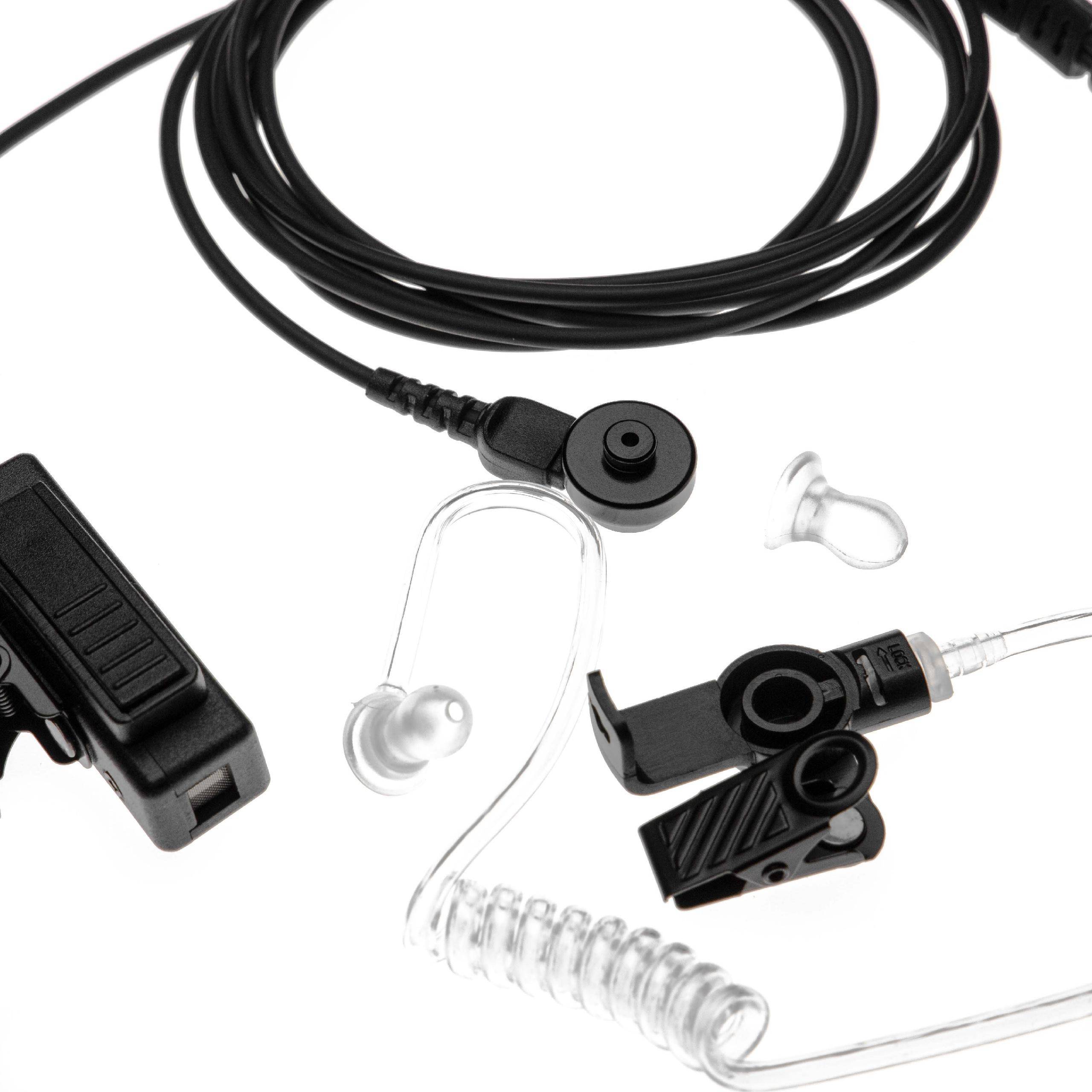 vhbw Headset kompatibel mit HYT PD605, PD602G Funkgerät mit Push-to-Talk Mikrofon - transparent, schwarz, Transparenter Akustikschlauch