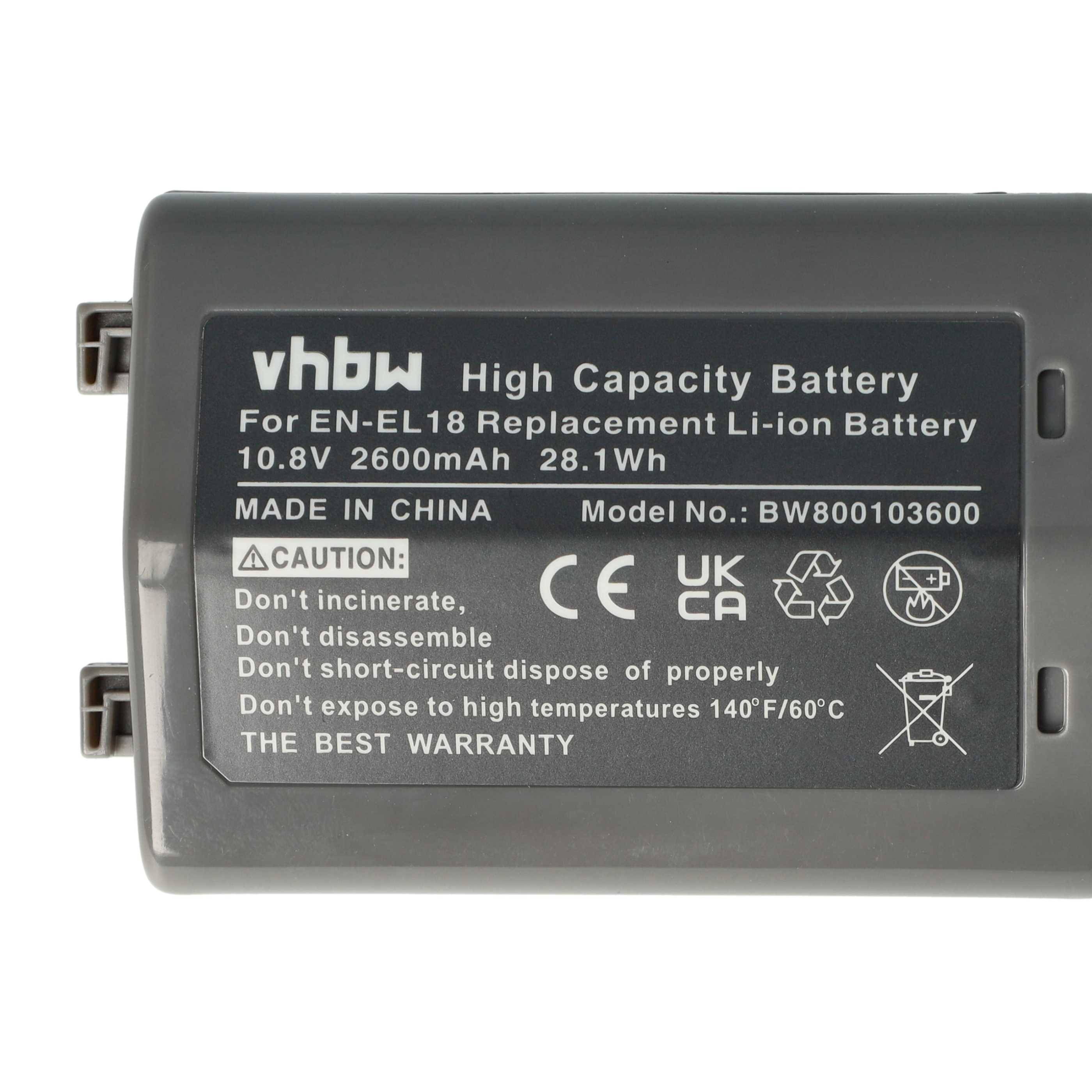 vhbw 2x Akku kompatibel mit Nikon D4, Z9 Kamera (2600 mAh, 10,8 V, Li-Ion), Infochip