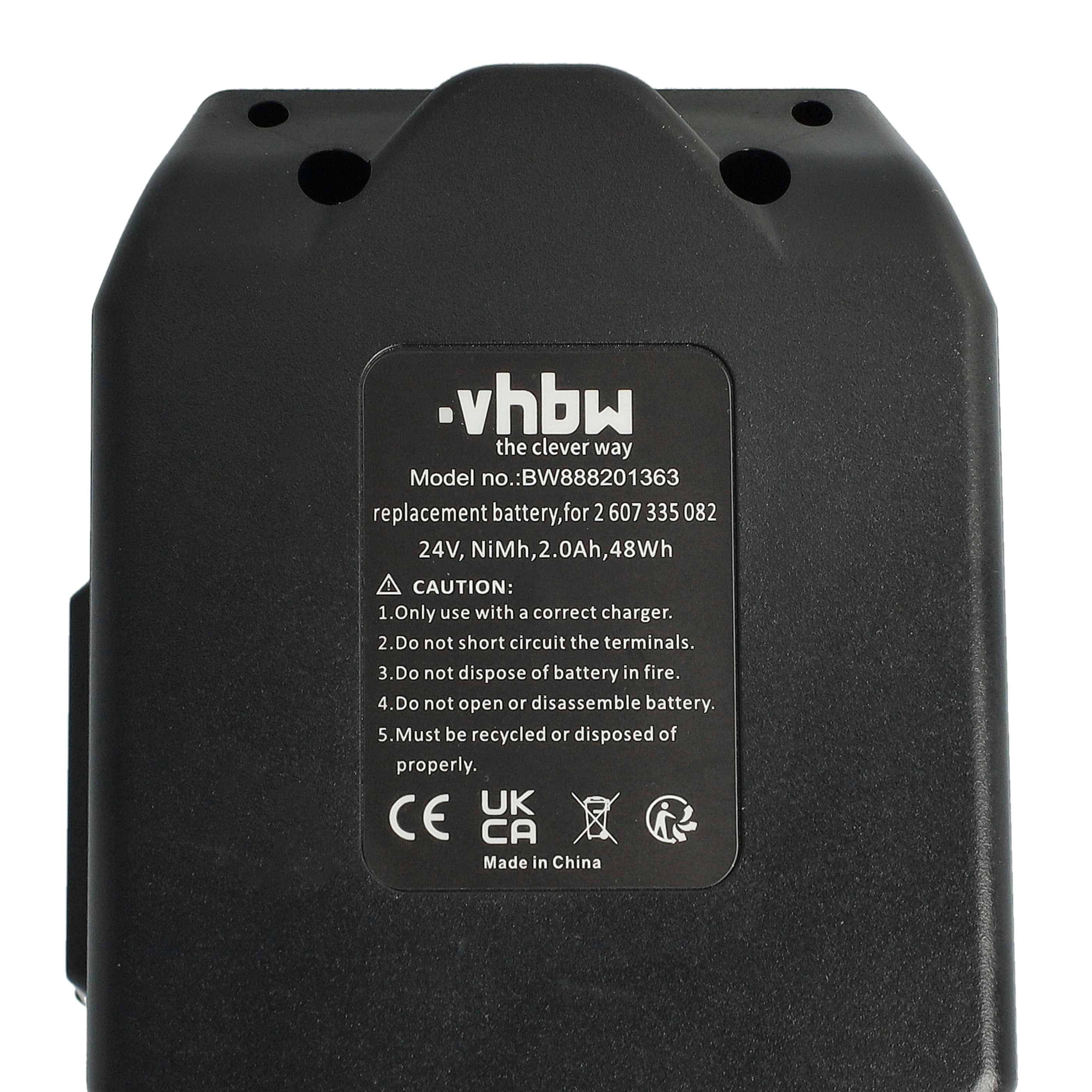 vhbw Akku kompatibel mit Bosch 0 611 260 539, 11225VSR, 11225VSRH, BBH24VRE, BTI BHE 24VRE Elektrowerkzeug (2000mAh NiMH 24 V)