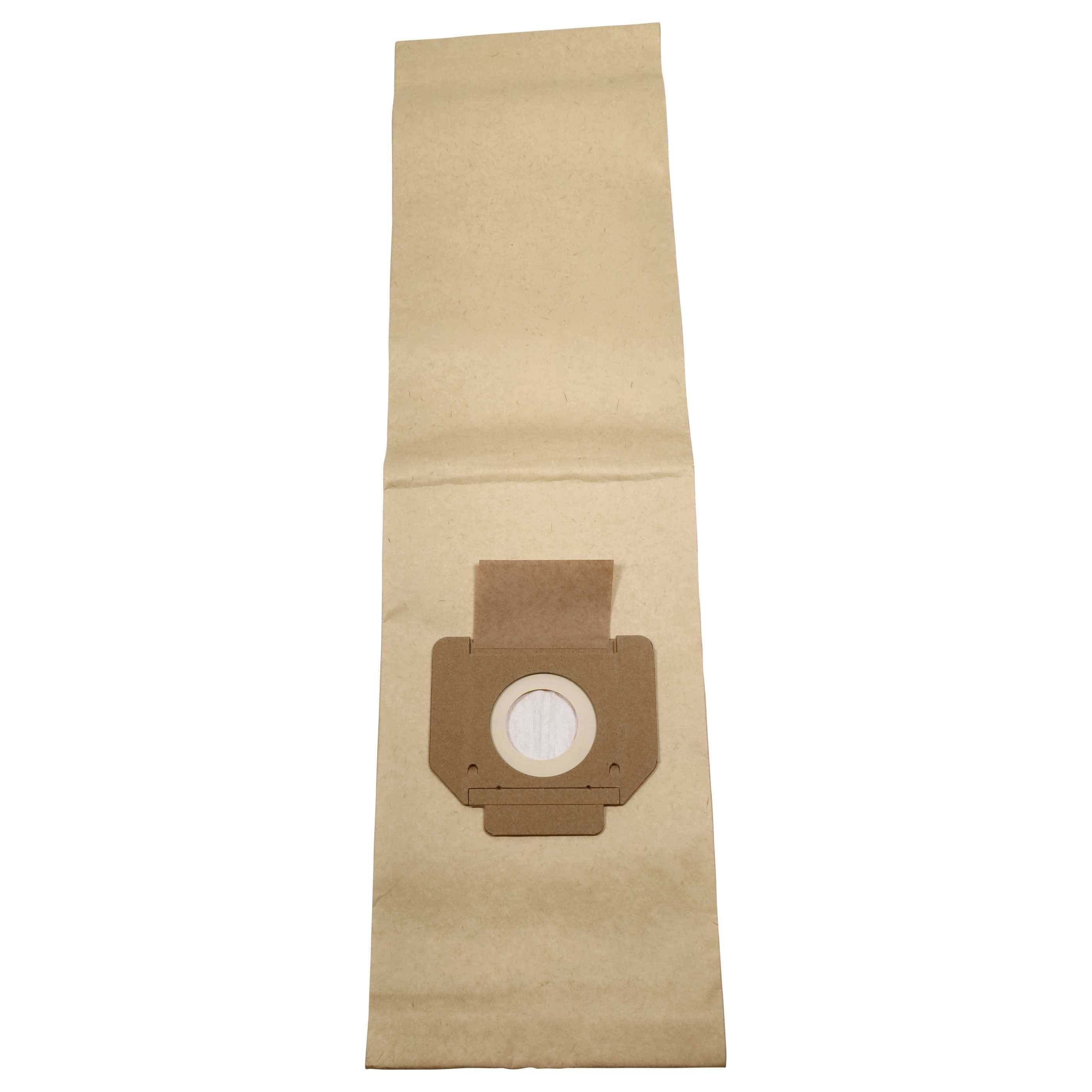 Eine braune Papierstaubsaugertüte mit einer kreisförmigen Öffnung und Kartonunterstützung, die zum Sammeln von Staub und Schmutz entwickelt wurde.