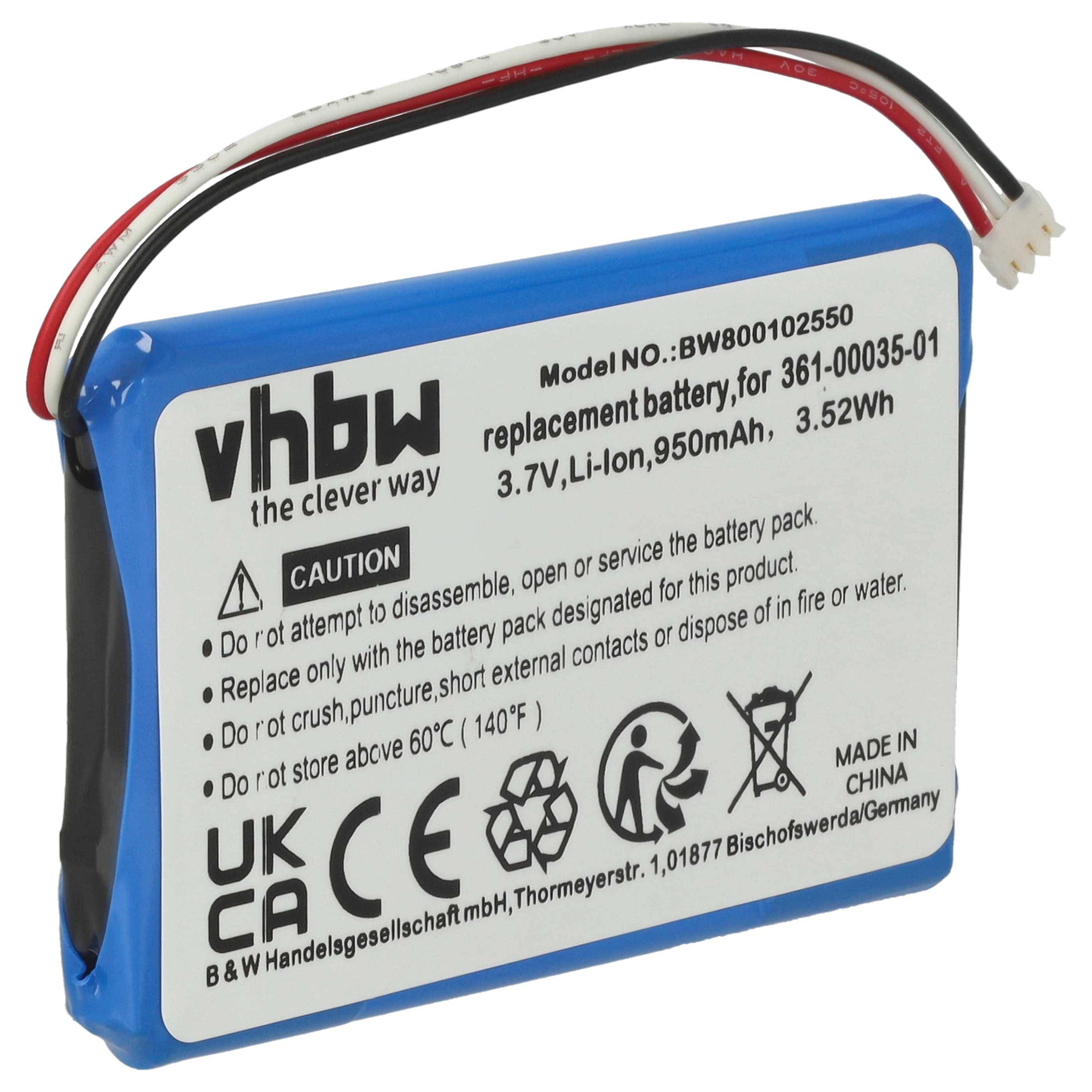 vhbw Akku Ersatz für Garmin 361-00035-01 für GPS Navigation Navi (930 mAh, 3,7 V, Li-Ion)