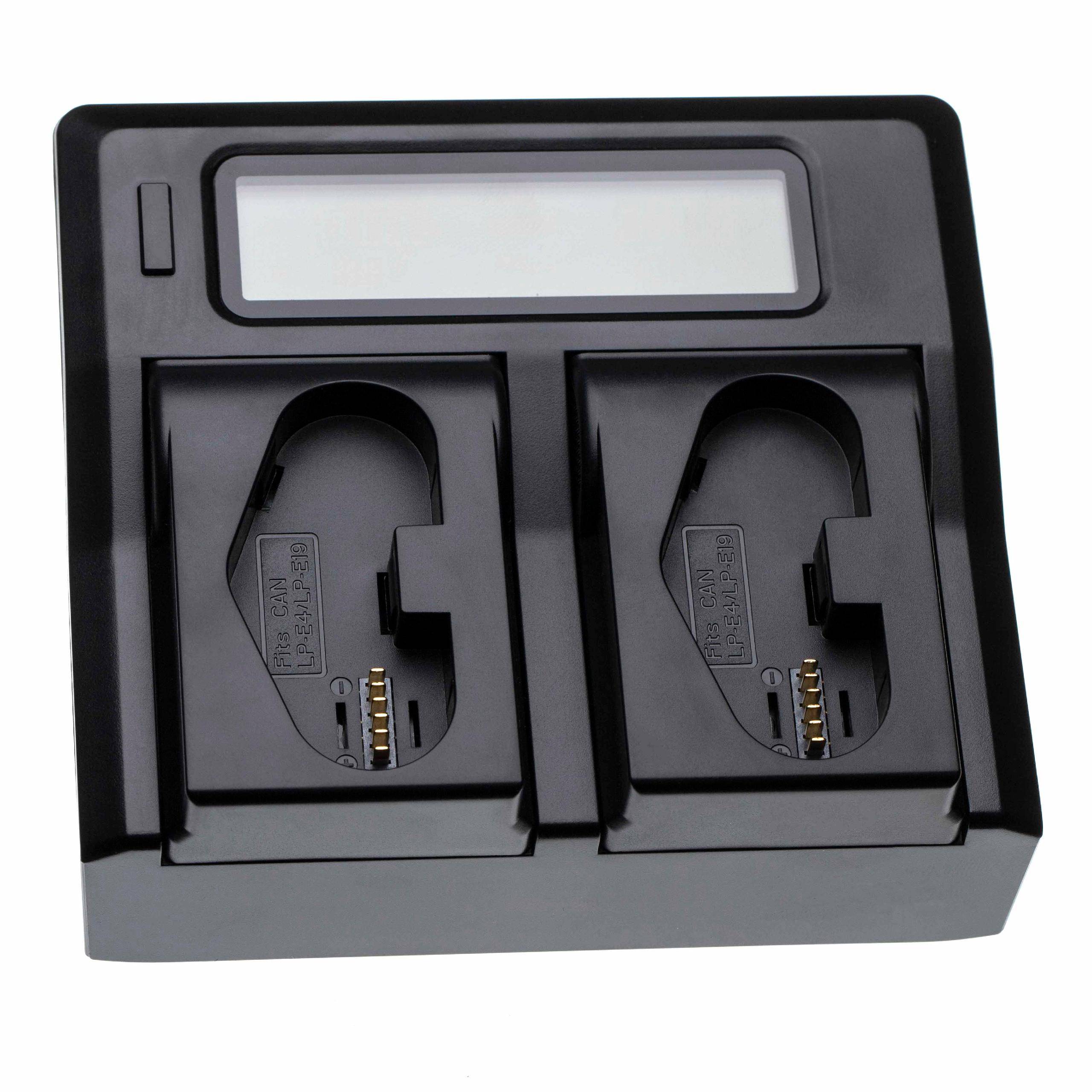 vhbw Dual Ladegerät kompatibel mit Canon LP-E19, LP-E4 für Kamera/Akku - Ladeschale mit Display, 8.4/12.6/16.8 V