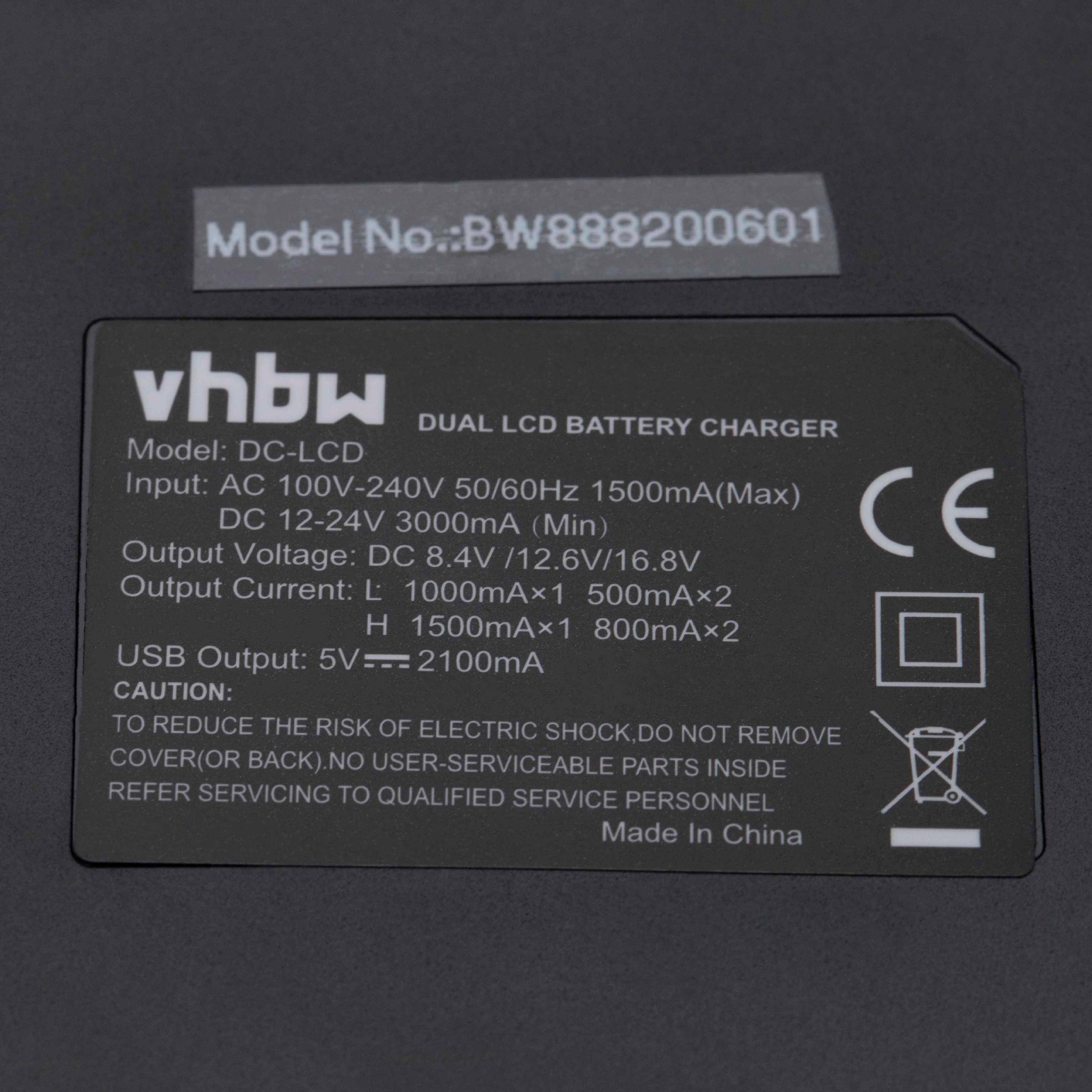 vhbw Dual Ladegerät kompatibel mit Canon LP-E19, LP-E4 für Kamera/Akku - Ladeschale mit Display, 8.4/12.6/16.8 V