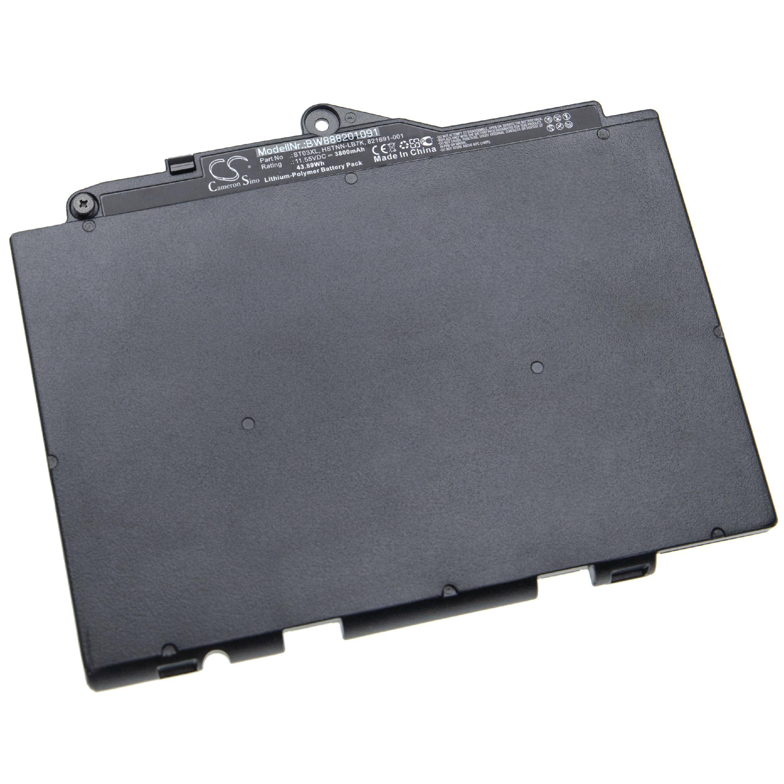 vhbw Akku Ersatz für HP 1FN05AA, 821691-001, 854050-421, 854050-541 für Notebook (3800mAh, 11.55V, Li-Polymer)