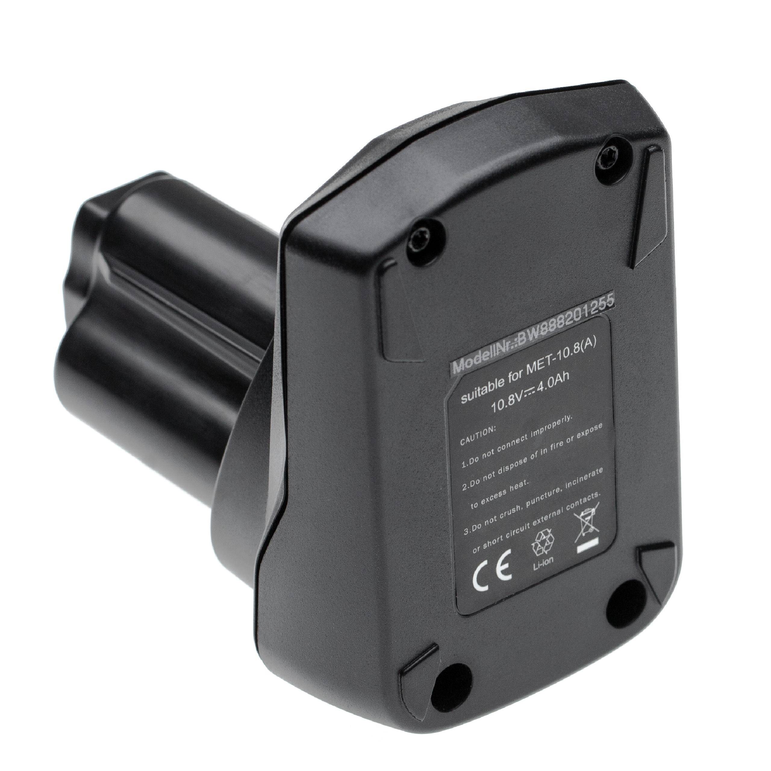 vhbw Akku kompatibel mit Metabo KPA 10.8 400, PowerLed 12, PowerImpact 12, KPA 10.8, KPA 10.8 600 Werkzeug (4000 mAh, Li-Ion, 10,8 V)