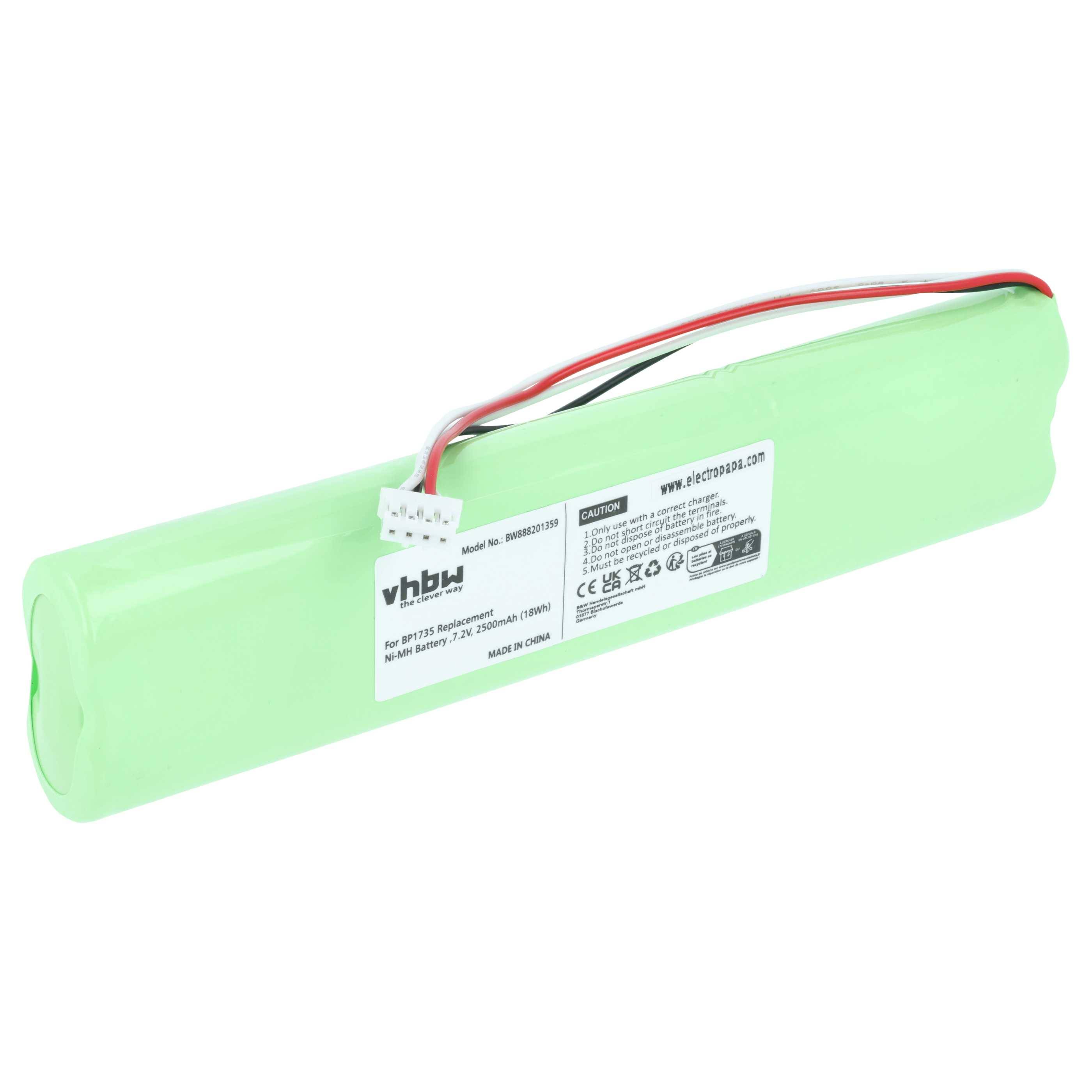 vhbw 1x Akku Ersatz für Fluke BP1735 für Multimeter | Messgerät (2500 mAh, 7,2 V, NiMH)