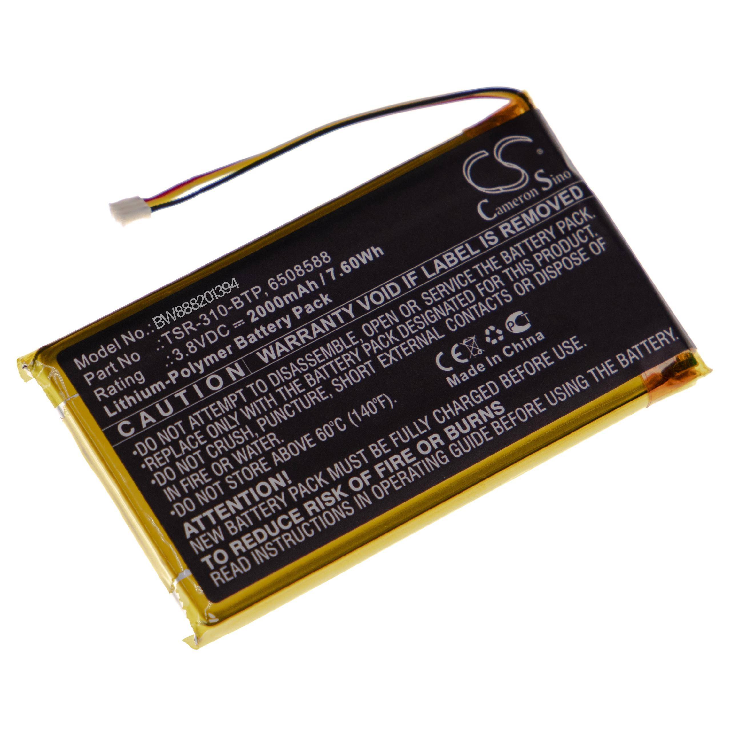 vhbw Akku Ersatz für Crestron 6508588, TSR-310-BTP für Handheld Computer Scanner (2000 mAh, 3,8 V, Li-Polymer)