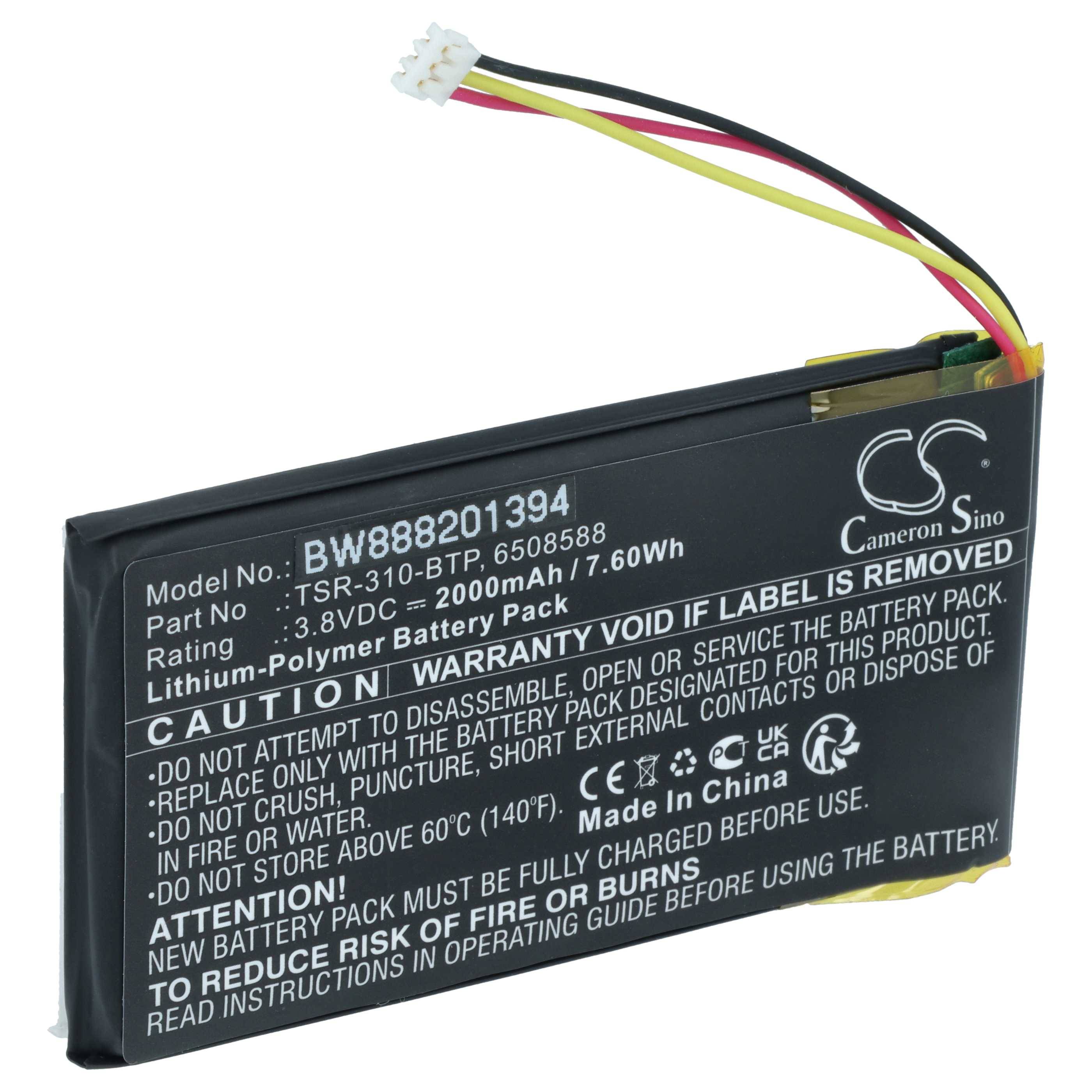vhbw Akku kompatibel mit Crestron TSR-310 | Handheld Computer Scanner (2000 mAh, 3,8 V, Li-Polymer)