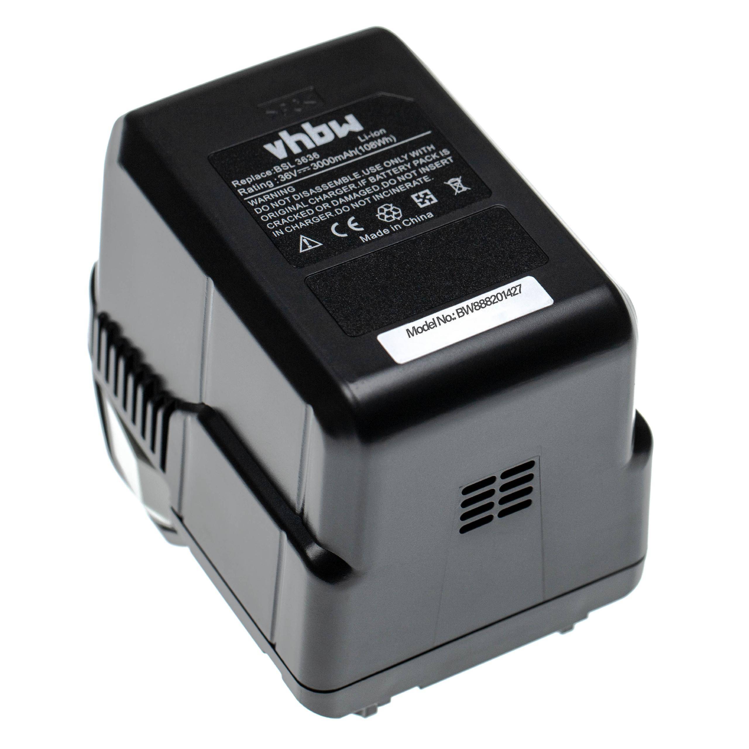 vhbw Akku kompatibel mit Hitachi Hikoki DH 36DBML, DH 36DBL, ML 36DAL, DH 36DBQL, ML 36DL, DH 36DL Werkzeug (3000 mAh, Li-Ion, 36 V)