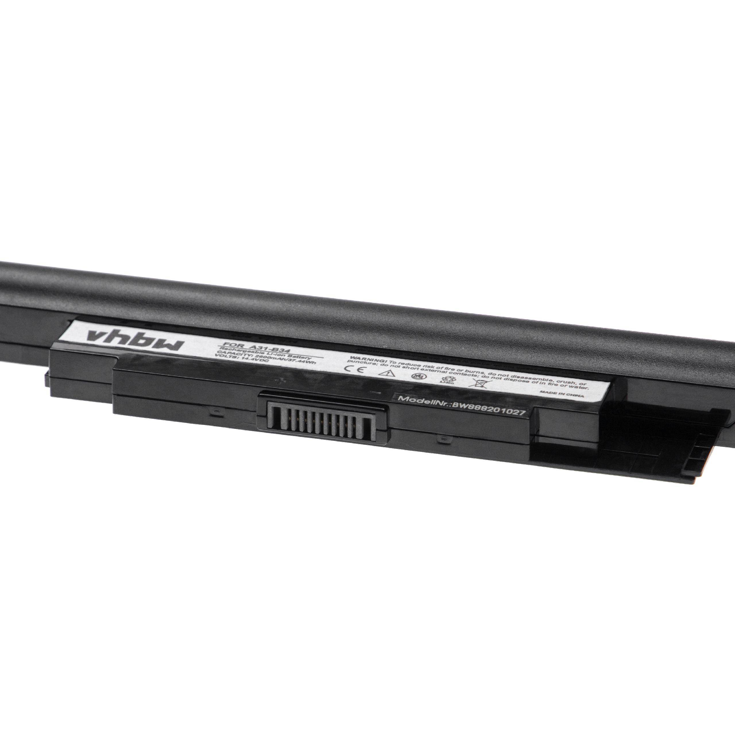 vhbw Akku kompatibel mit Medion Akoya E6237, E6240T, E6239T, P6643, E6241, P6648, P6647, S4209 Notebook (2600 mAh, 14,4 V, Li-Ion)