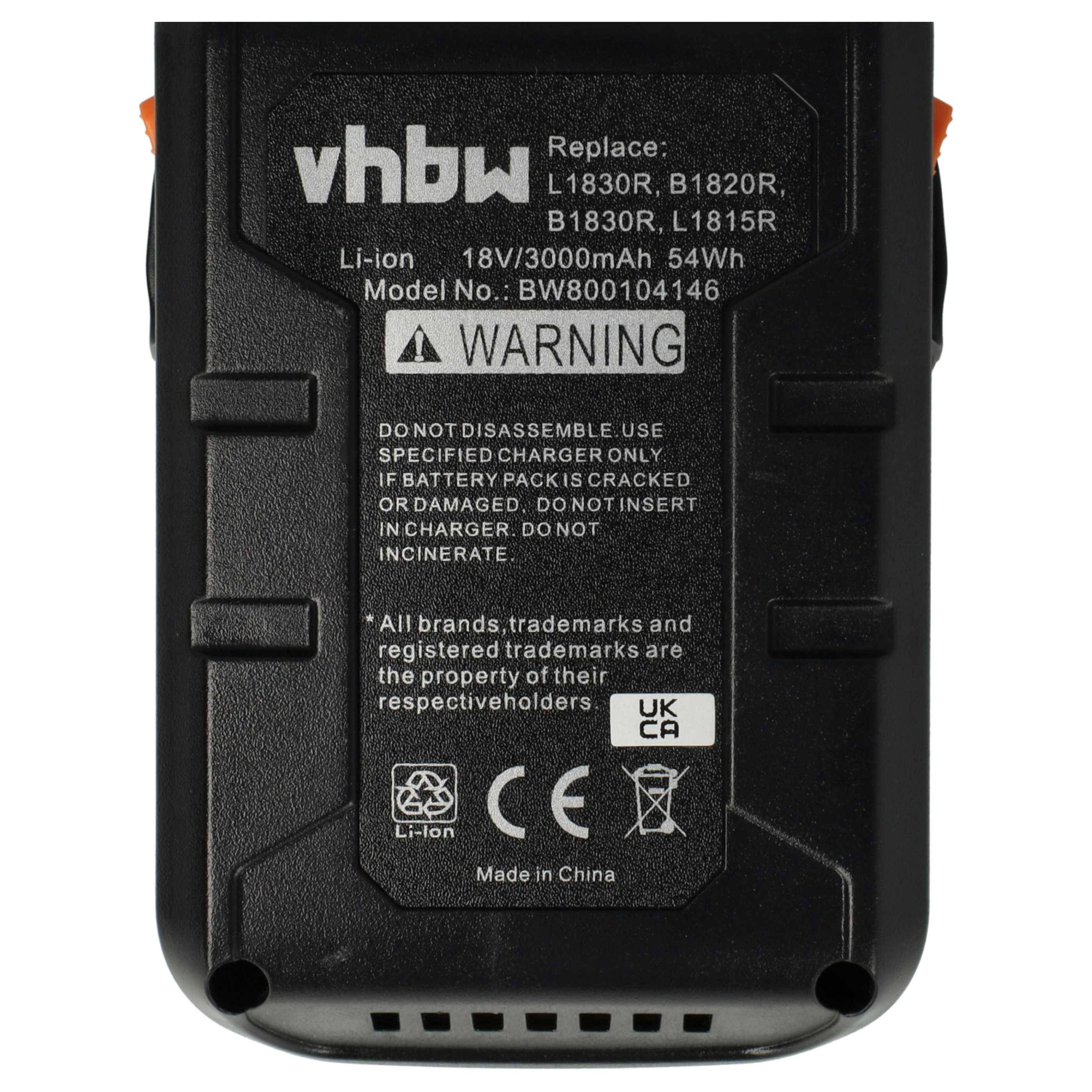vhbw 2x Akku Ersatz für Ridgid AC840084 für Elektrowerkzeug (3000 mAh, Li-Ion, 18 V)