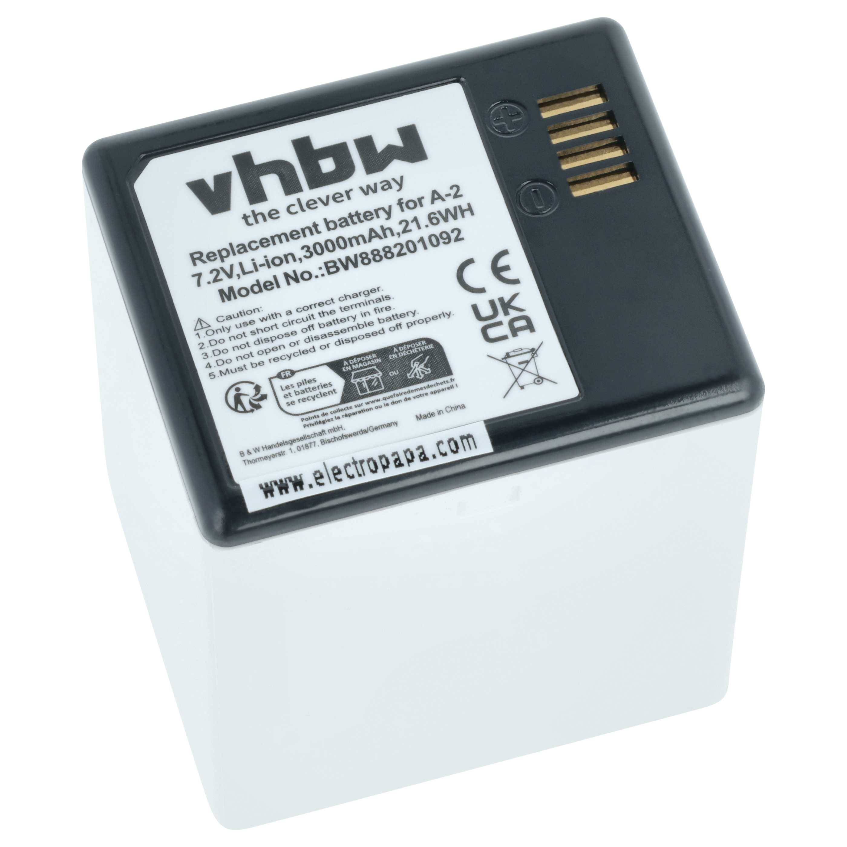 vhbw Akku Ersatz für Arlo A-2 für Knopfkamera, getarnte Kamera (3000 mAh, 7,2 V, Li-Ion)