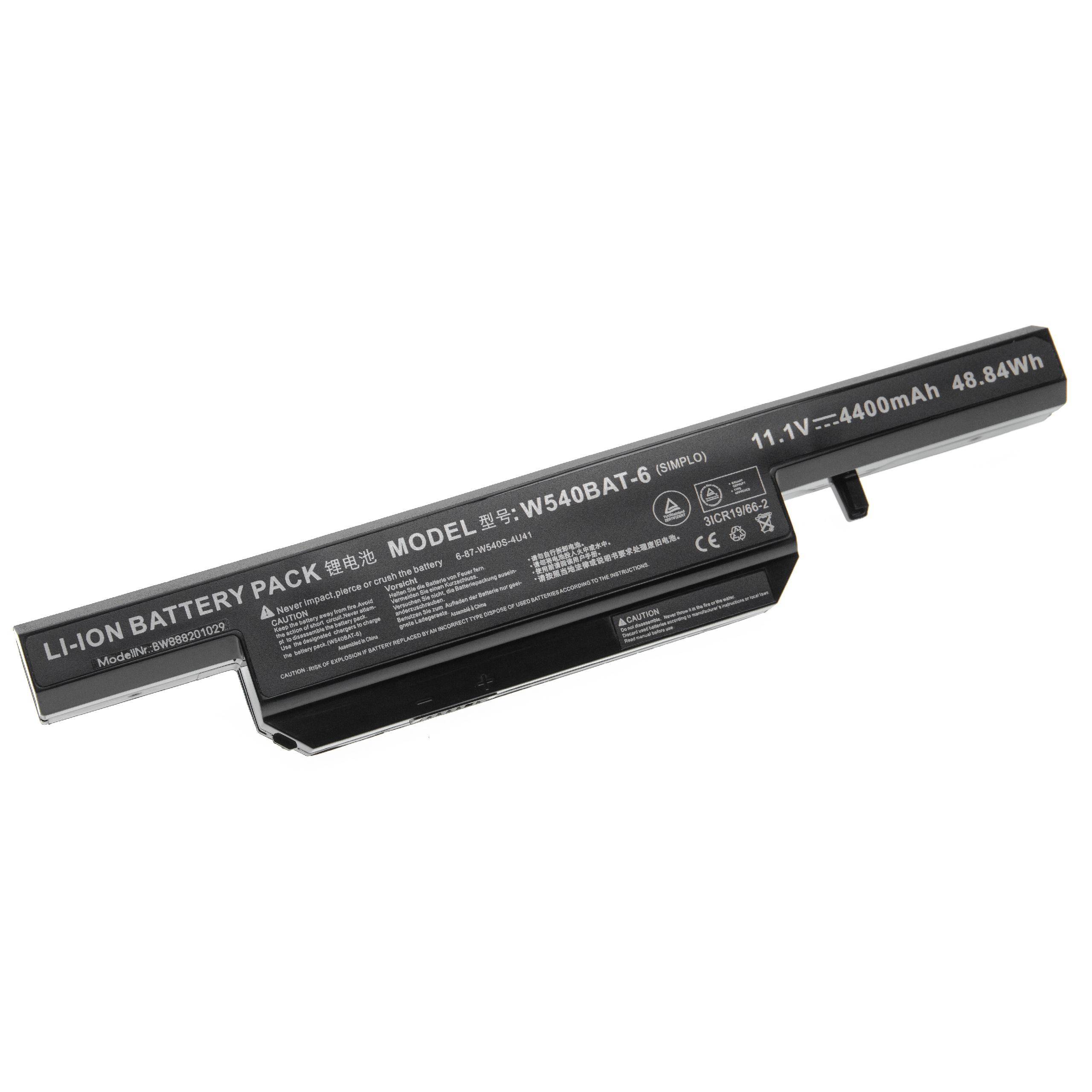 vhbw Akku Ersatz für Clevo 6-87-W540S-4U4, 6-87-W540S-4U42, 6-87-W540S-4U41 für Notebook (4400 mAh, 11,1 V, Li-Ion)