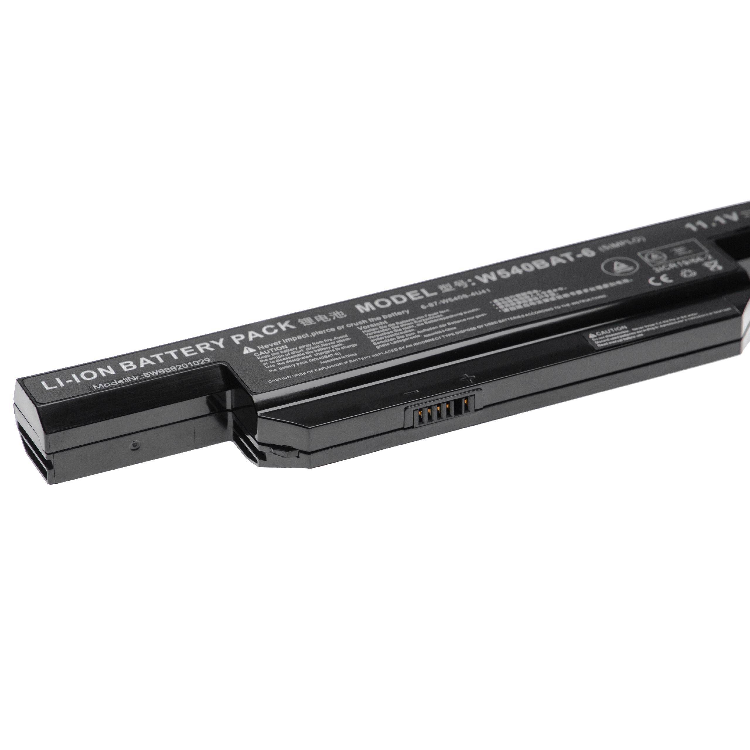 vhbw Akku kompatibel mit Clevo W550, W550EU, W550SU, W550SU1, W550SU2, W550TU, W551SU1, W650KK Notebook (4400mAh, 11,1V, Li-Ion)